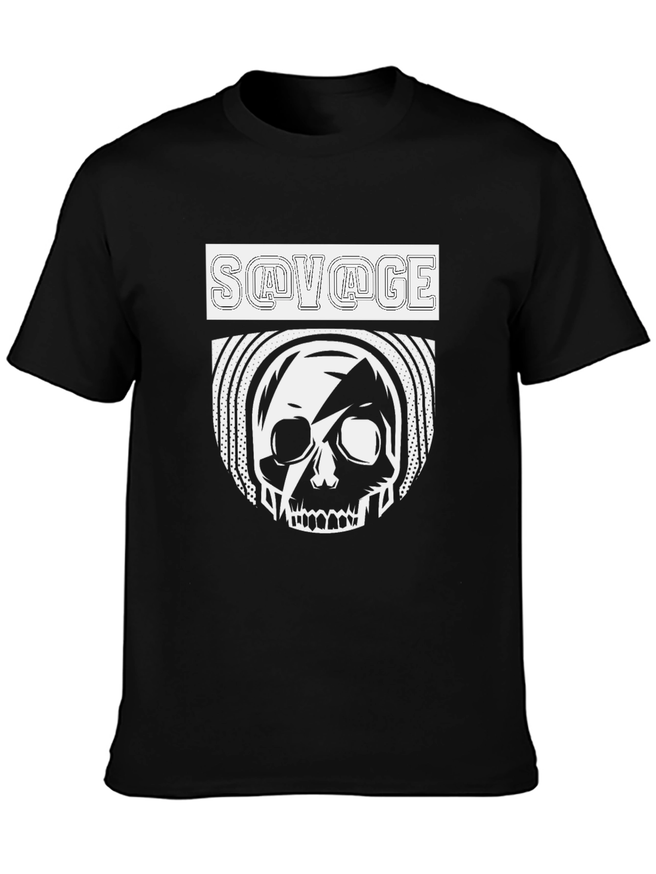 Black Savage Skull Graphic Print Tee - Bold Streetwear Style view 3