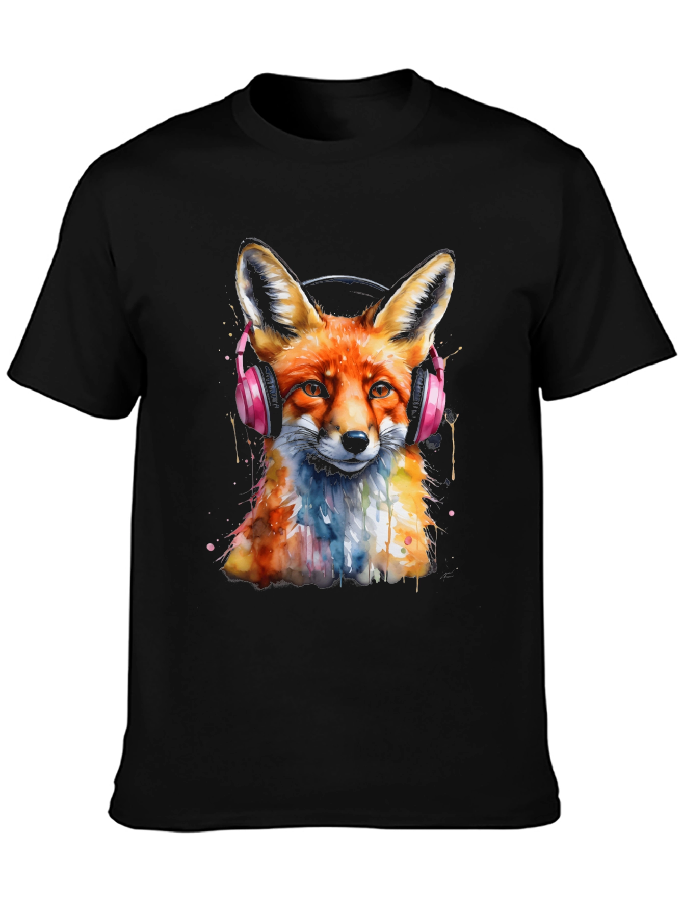 Black Fox Headphone Graphic Tee view 3