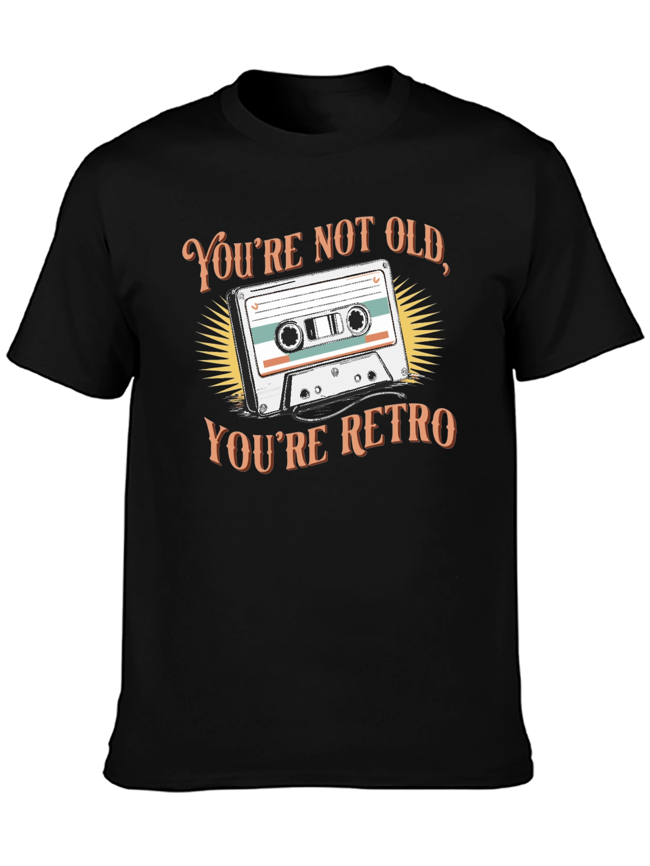 Black Retro Cassette Tape Graphic T-Shirt view 3