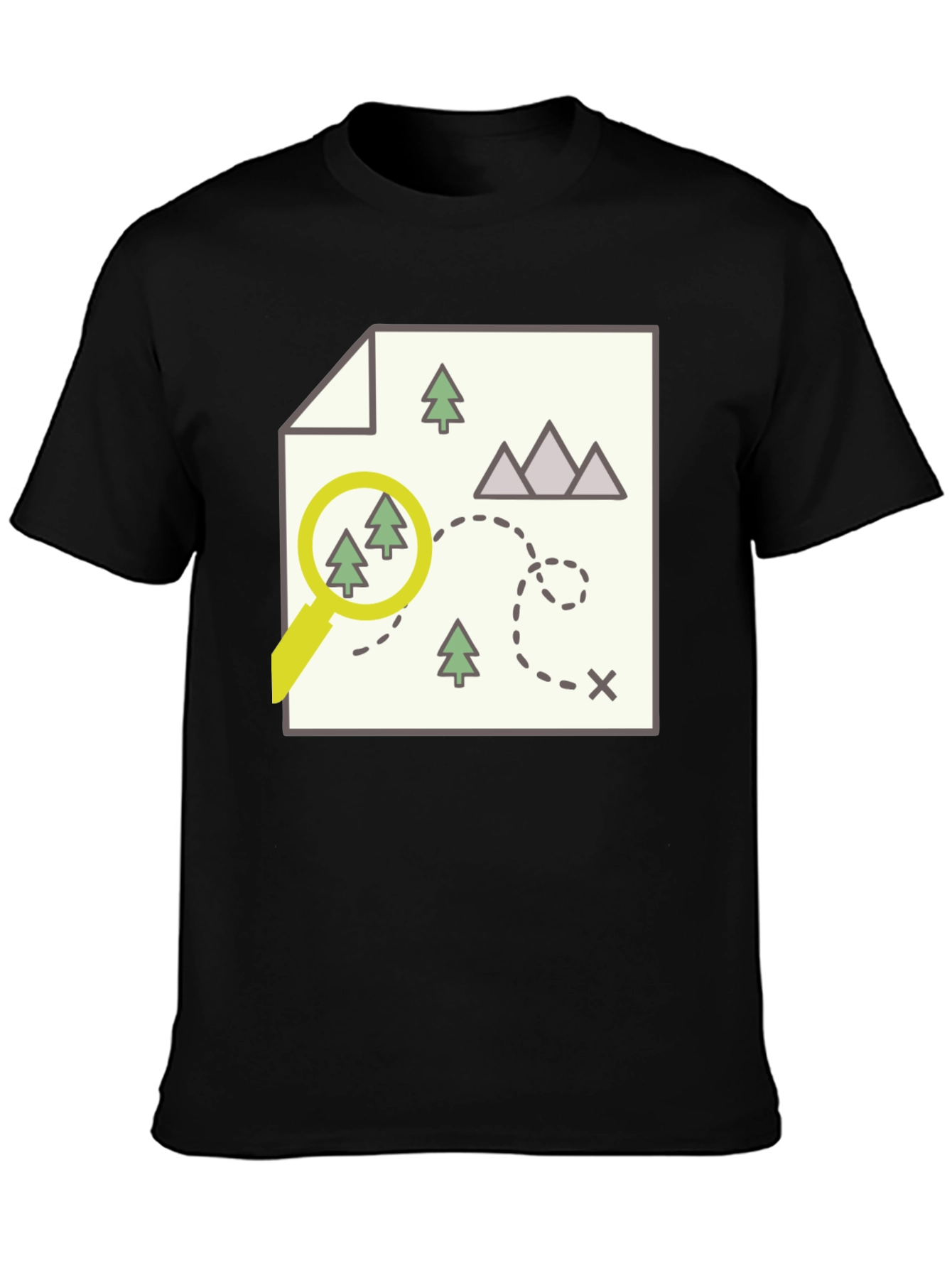 Black Adventure Map Graphic Tee - Find Your Way view 3