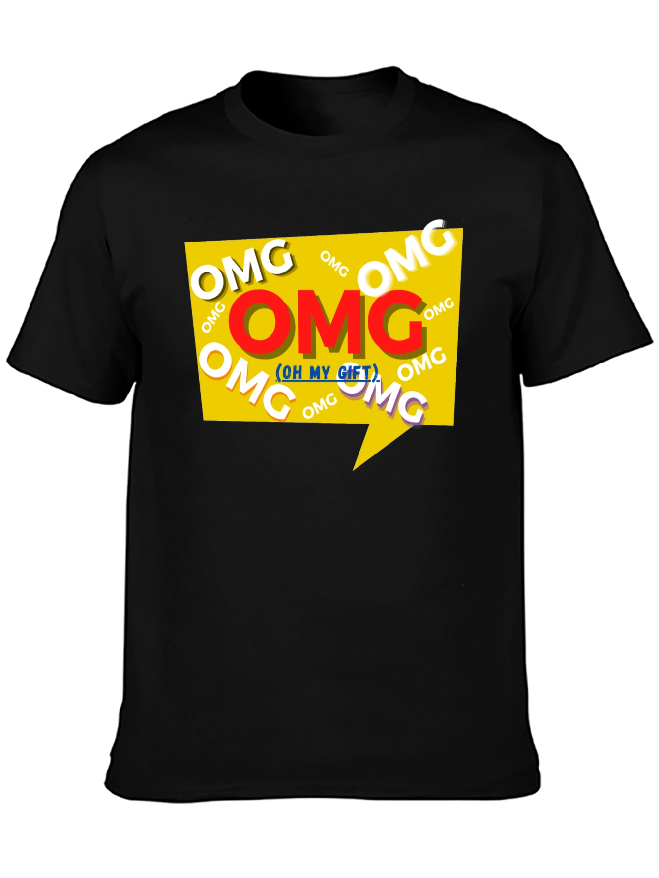 Black OMG Graphic Print Black T-Shirt view 3
