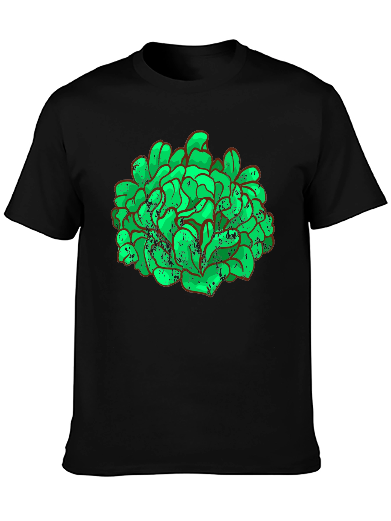 Black Green Brain Graphic Black Tee view 3