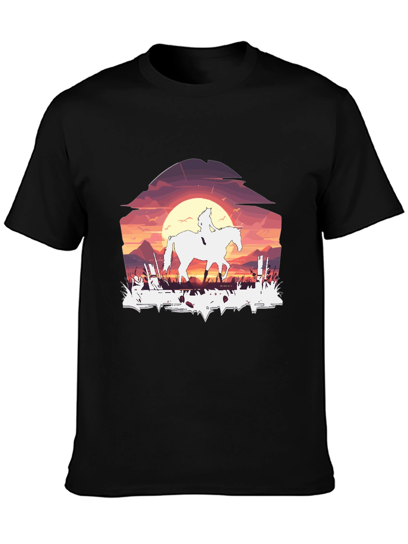 Black Sunset Rider Graphic Tee - Black view 3