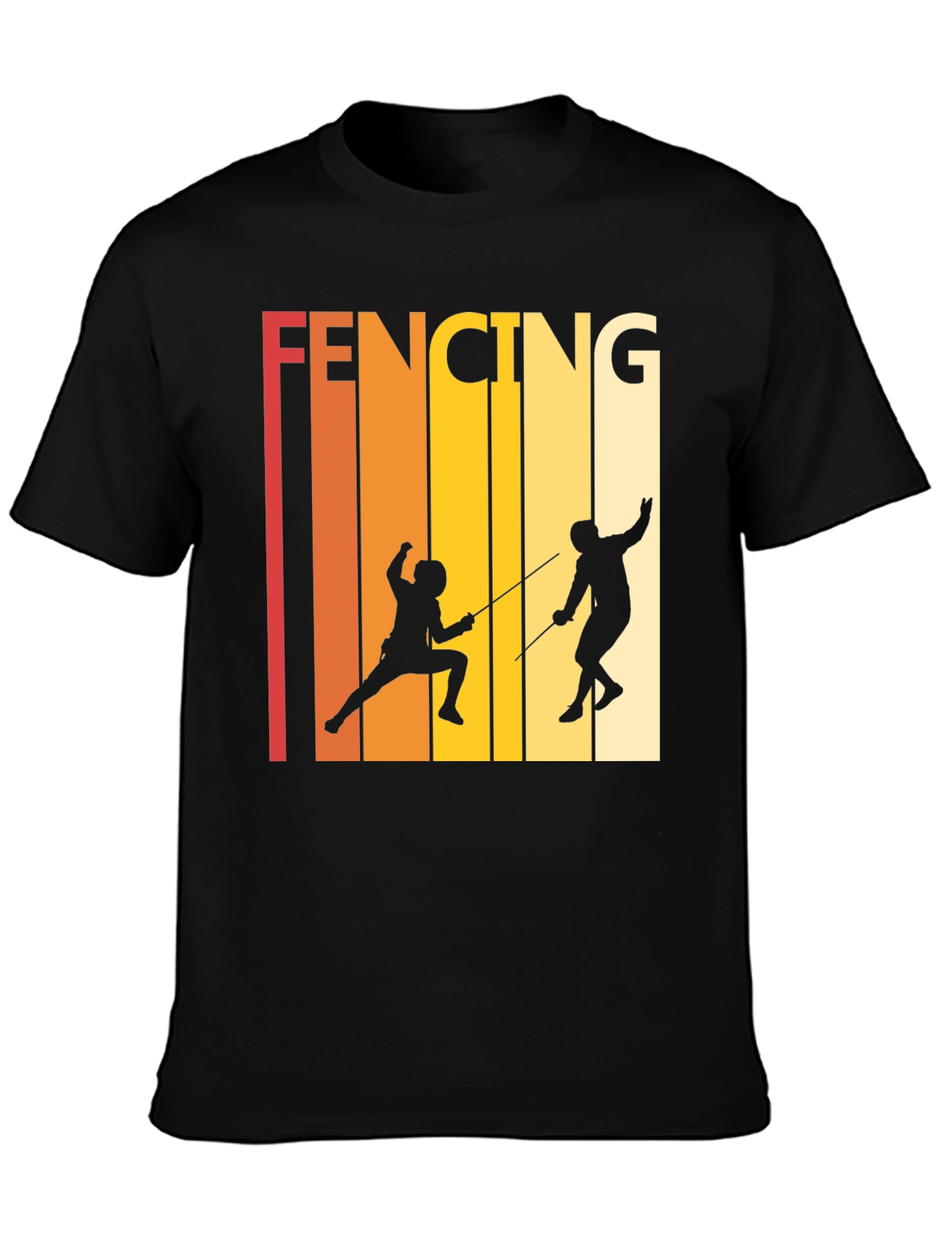 Black Retro Fencing T-Shirt - Black Cotton Tee view 3