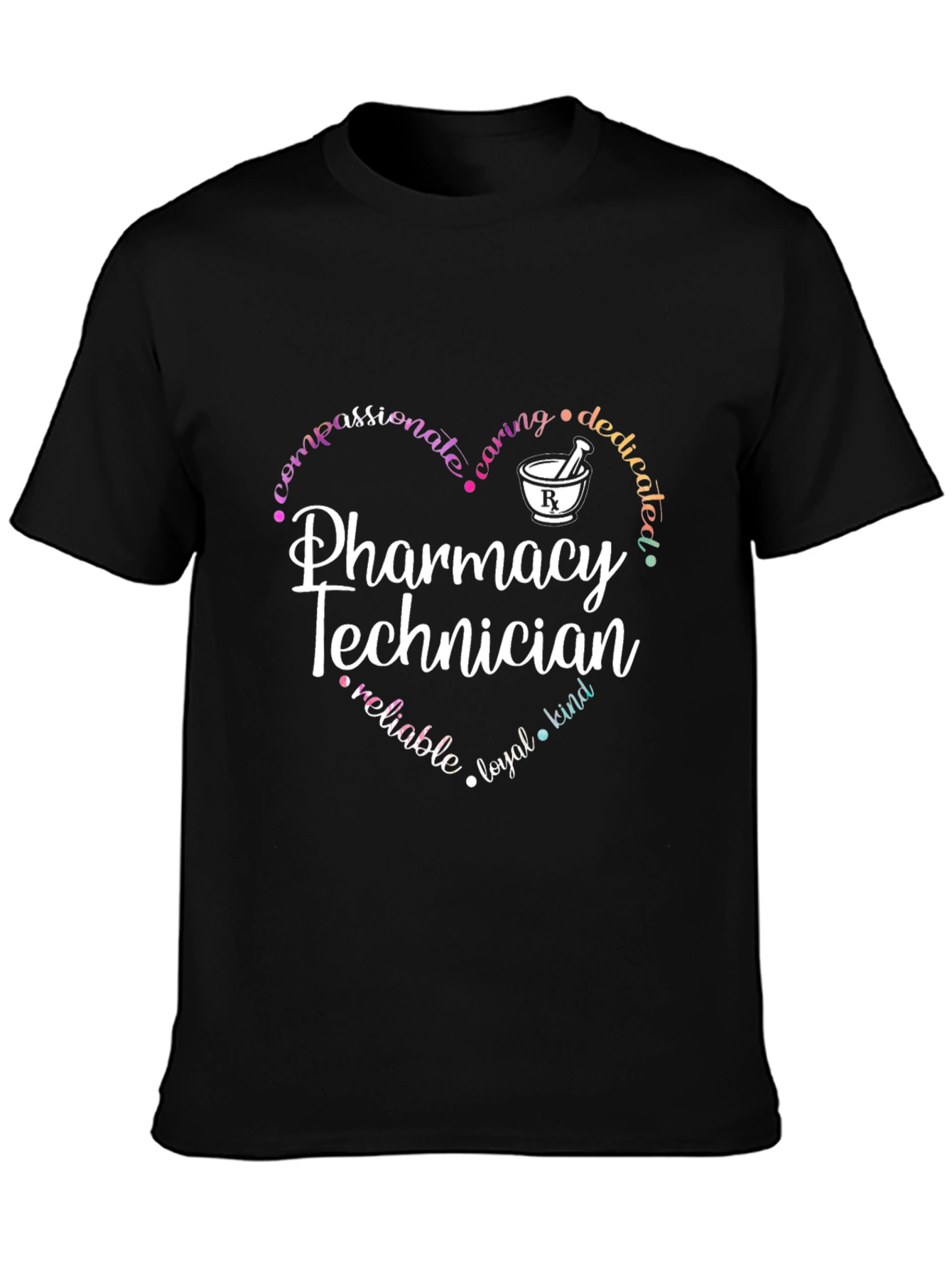 Black Pharmacy Technician Heart T-Shirt view 3