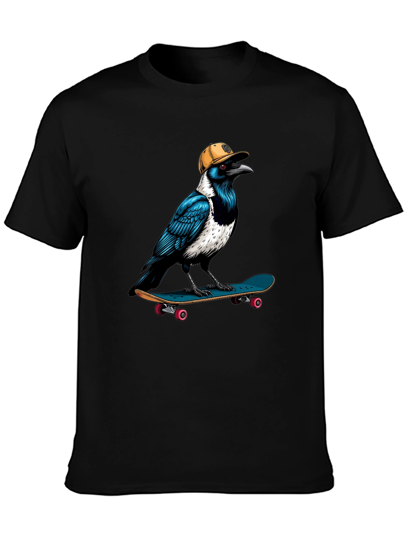 Black Cool Crow Skateboard T-Shirt view 3
