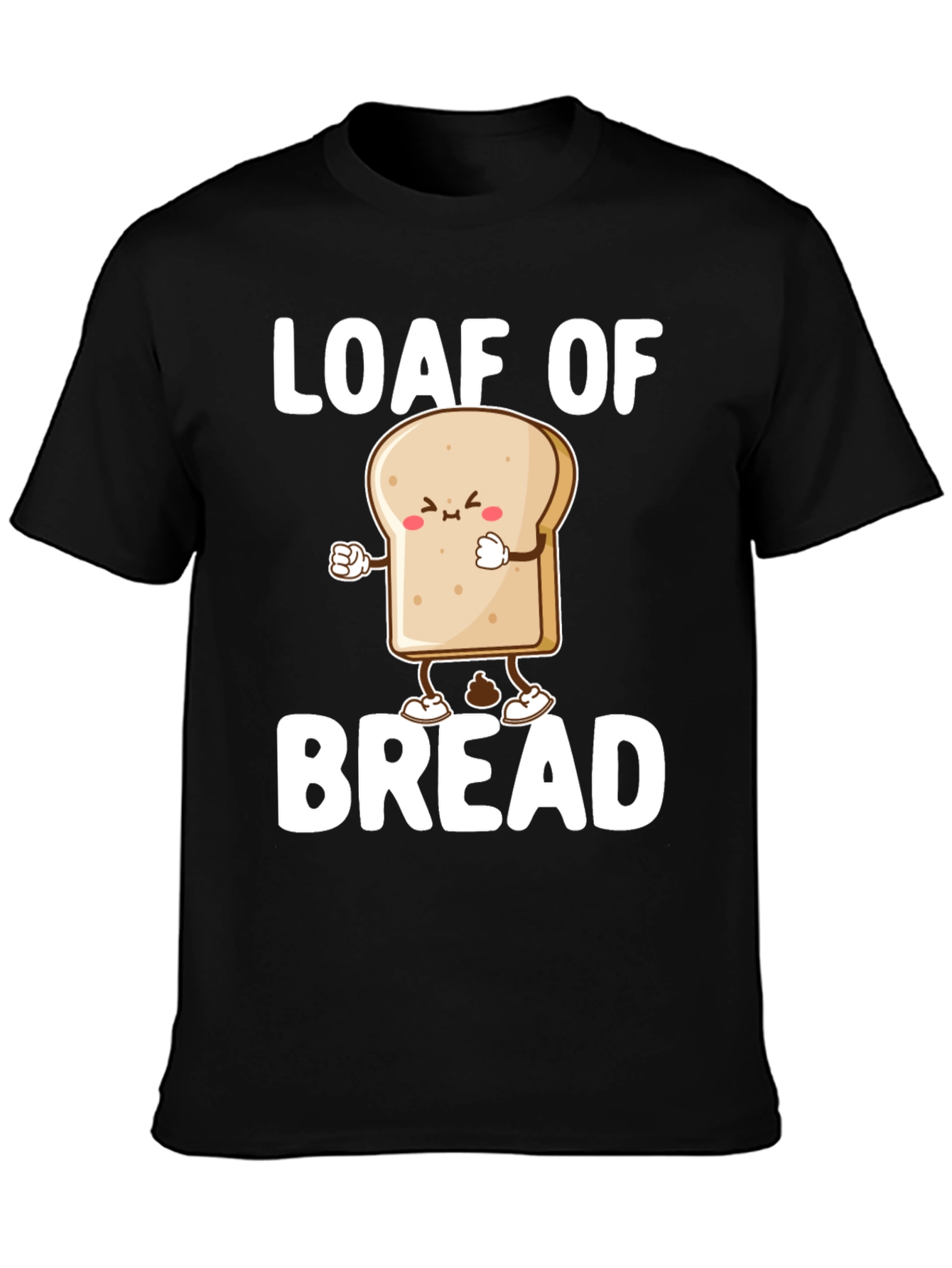 Black Loaf of Bread Graphic Tee - Funny Cartoon Food Shirt view 3