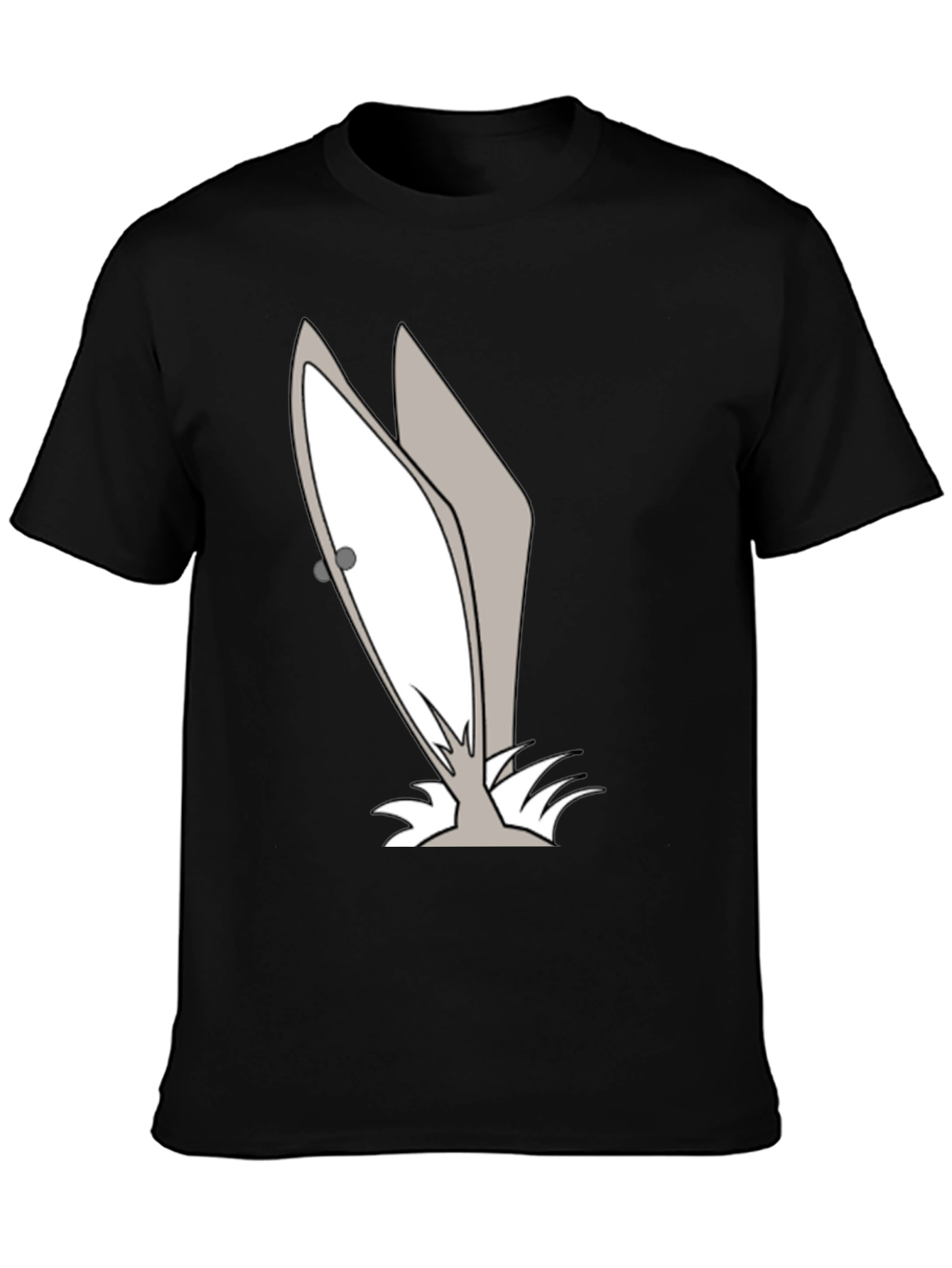 Black Funny Cartoon Bunny Ears Graphic Tee view 3