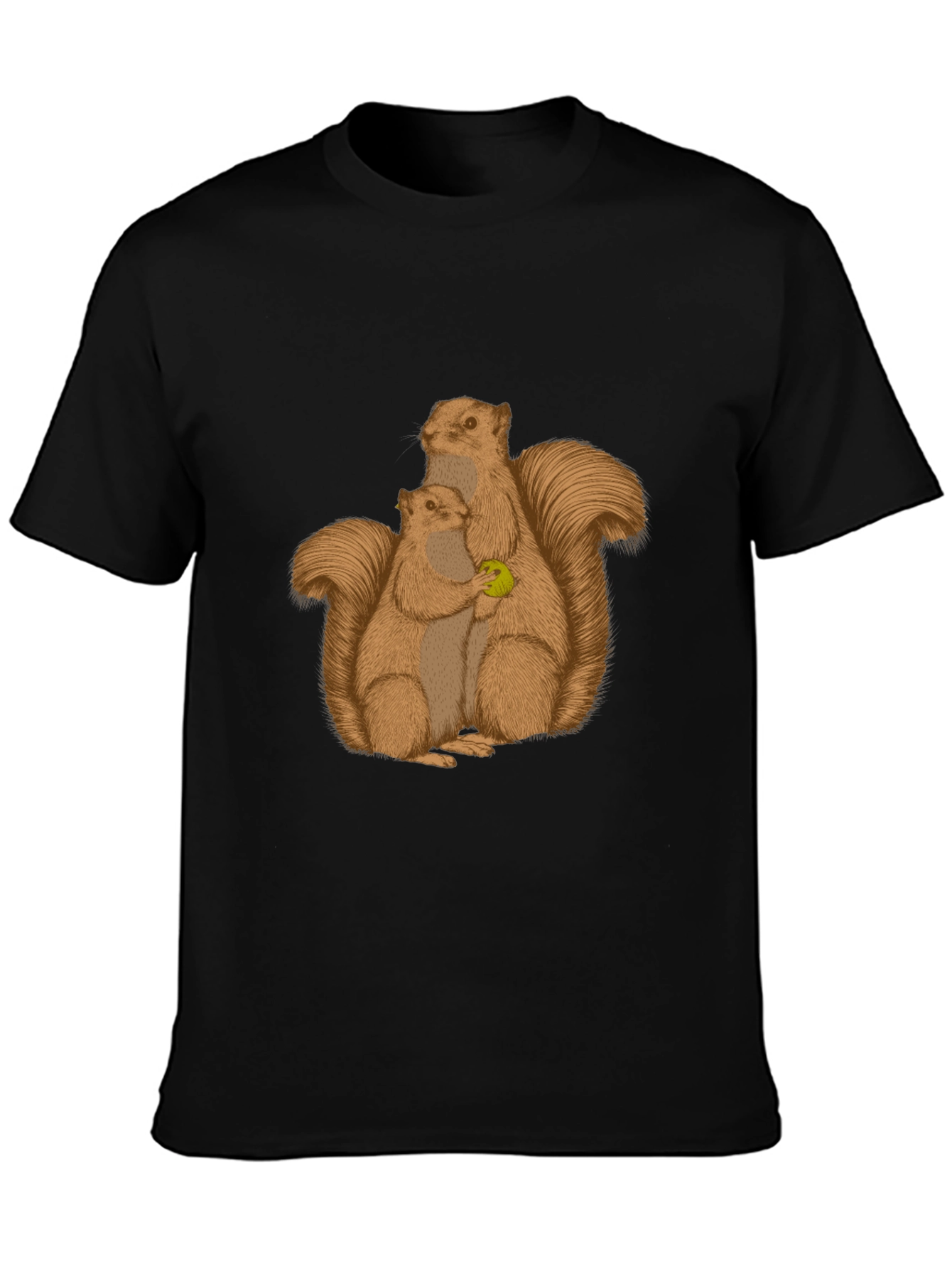 Black Squirrel Family Graphic Tee - Black Cotton Blend view 3