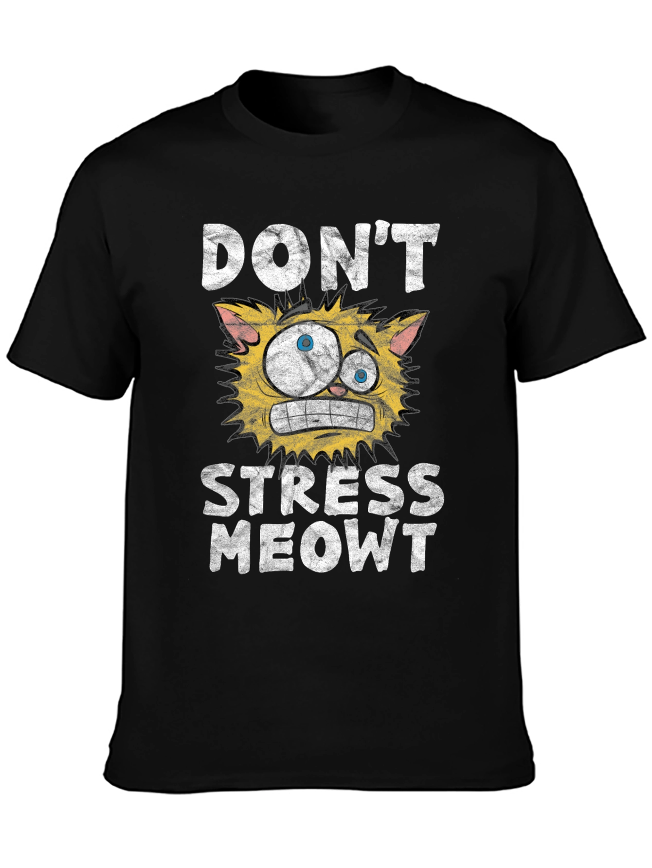Black Don't Stress Meowt Cat Graphic T-Shirt view 3