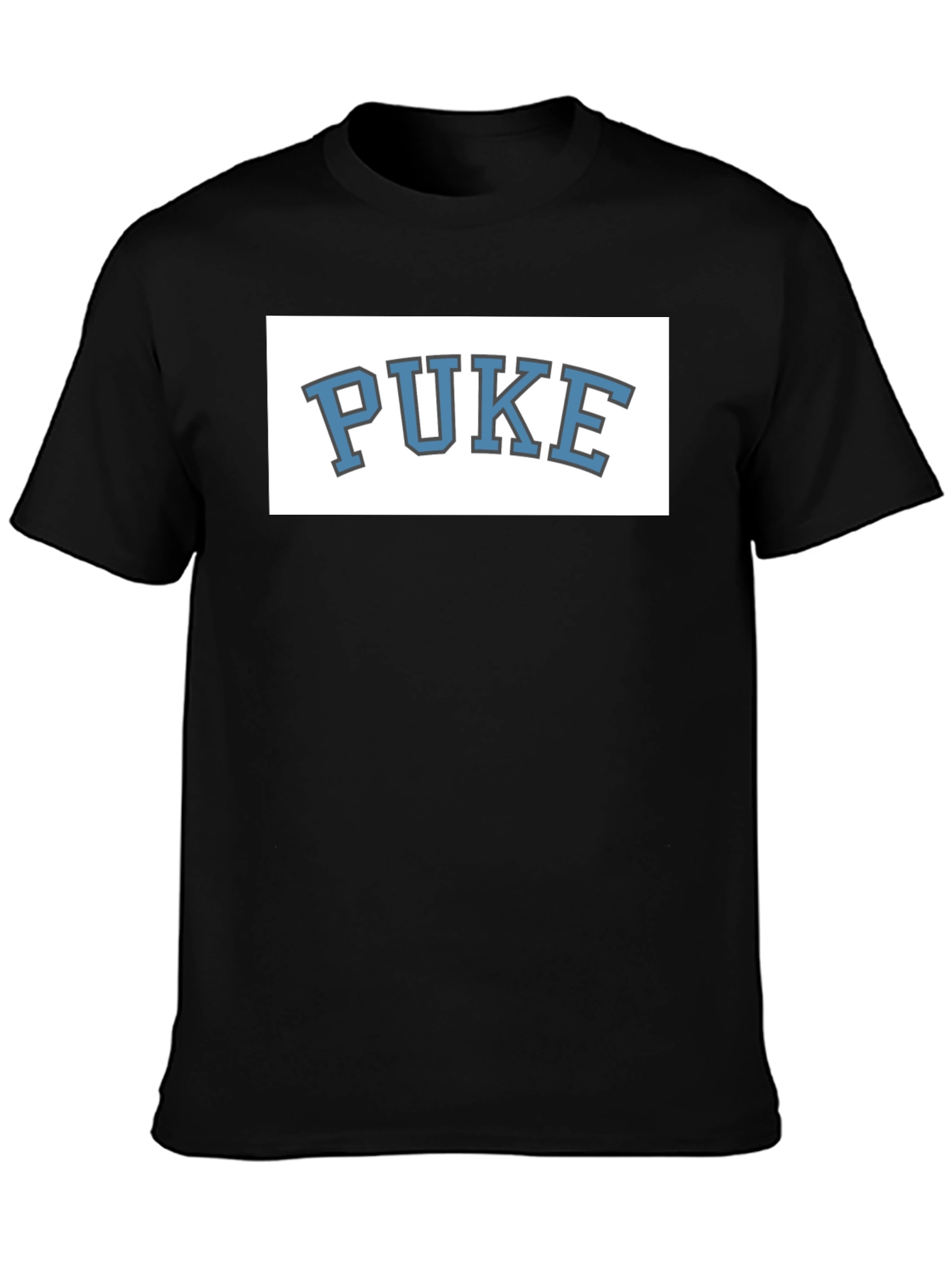 Black PUKE Graphic Tee - Novelty College Style T-Shirt view 3