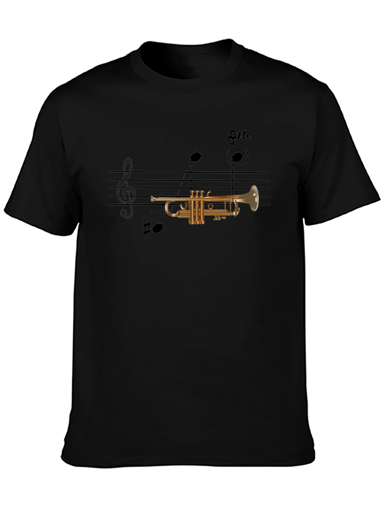 Black Musical Trumpet Graphic T-Shirt view 3