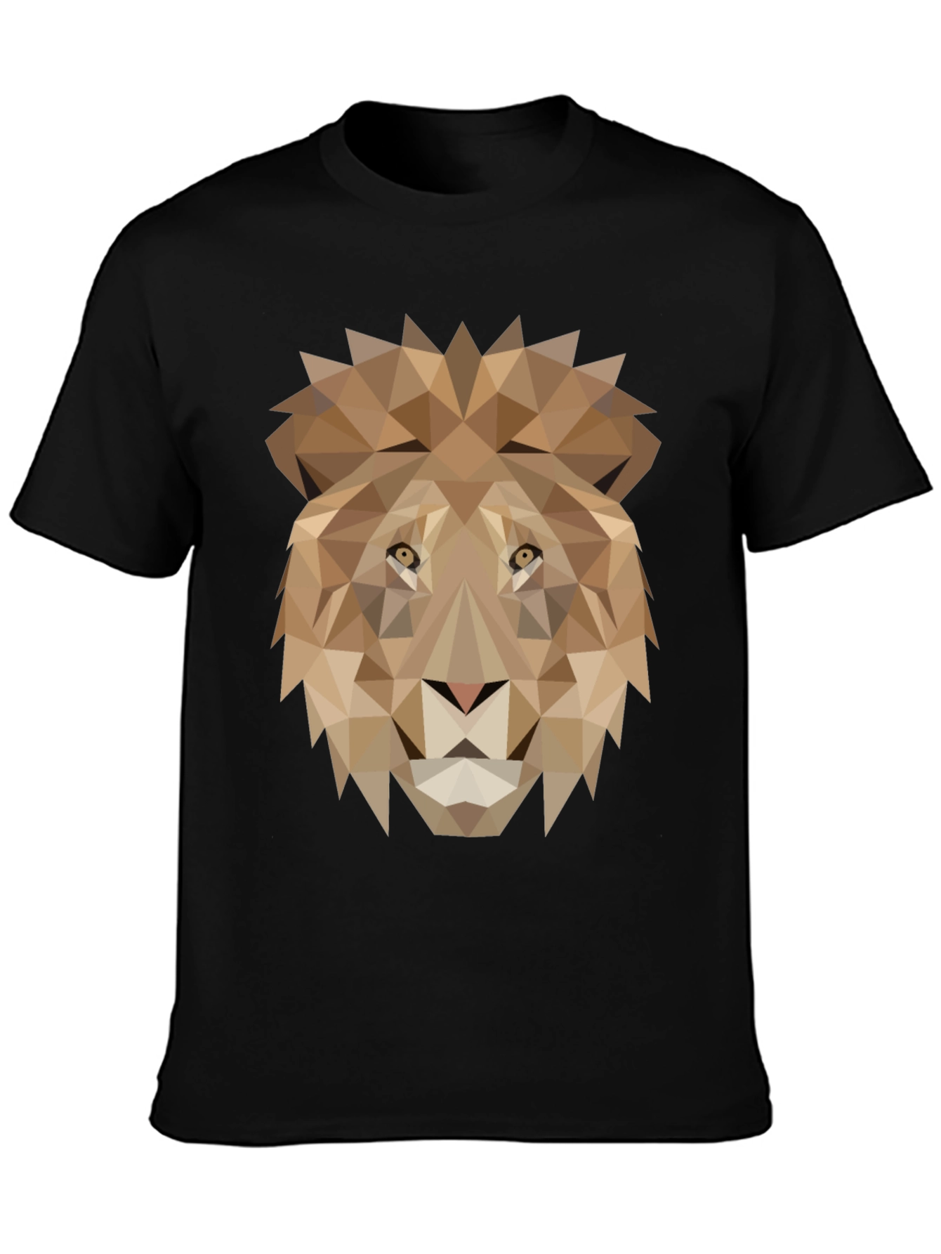 Black Geometric Lion Graphic Tee - Black view 3