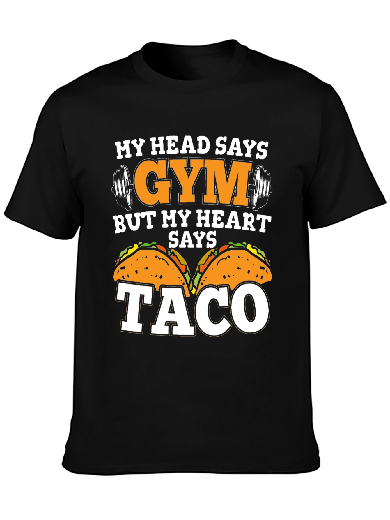 Black Gym vs Taco Funny T-Shirt view 3