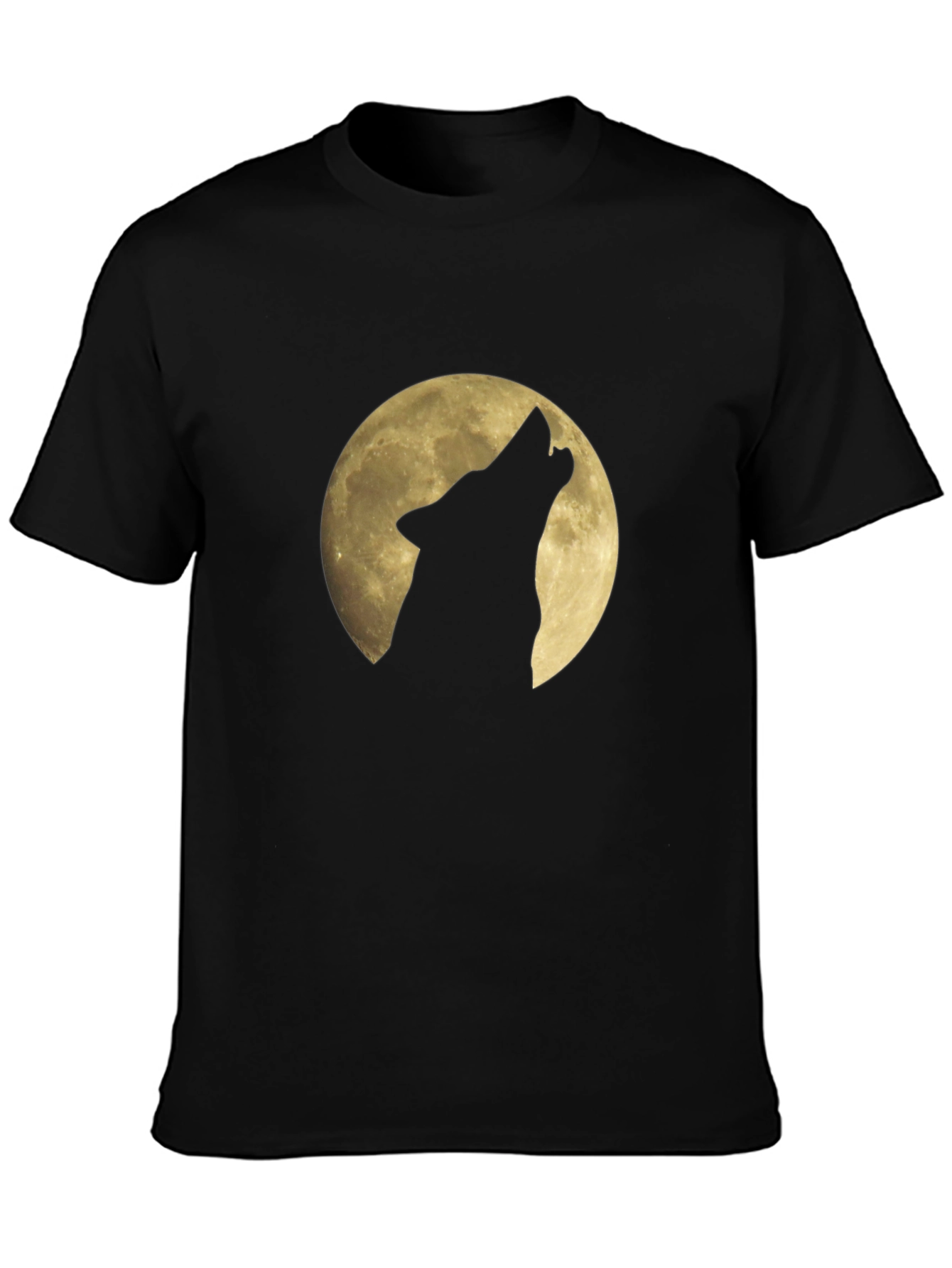 Black Wolf Howling at Moon Graphic Black T-Shirt view 3