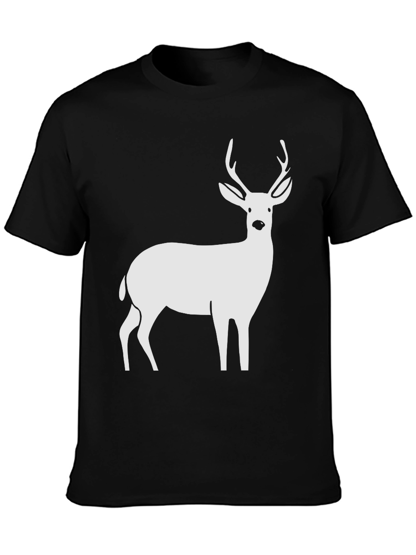 Black Deer Graphic Tee - Black Cotton T-Shirt view 3