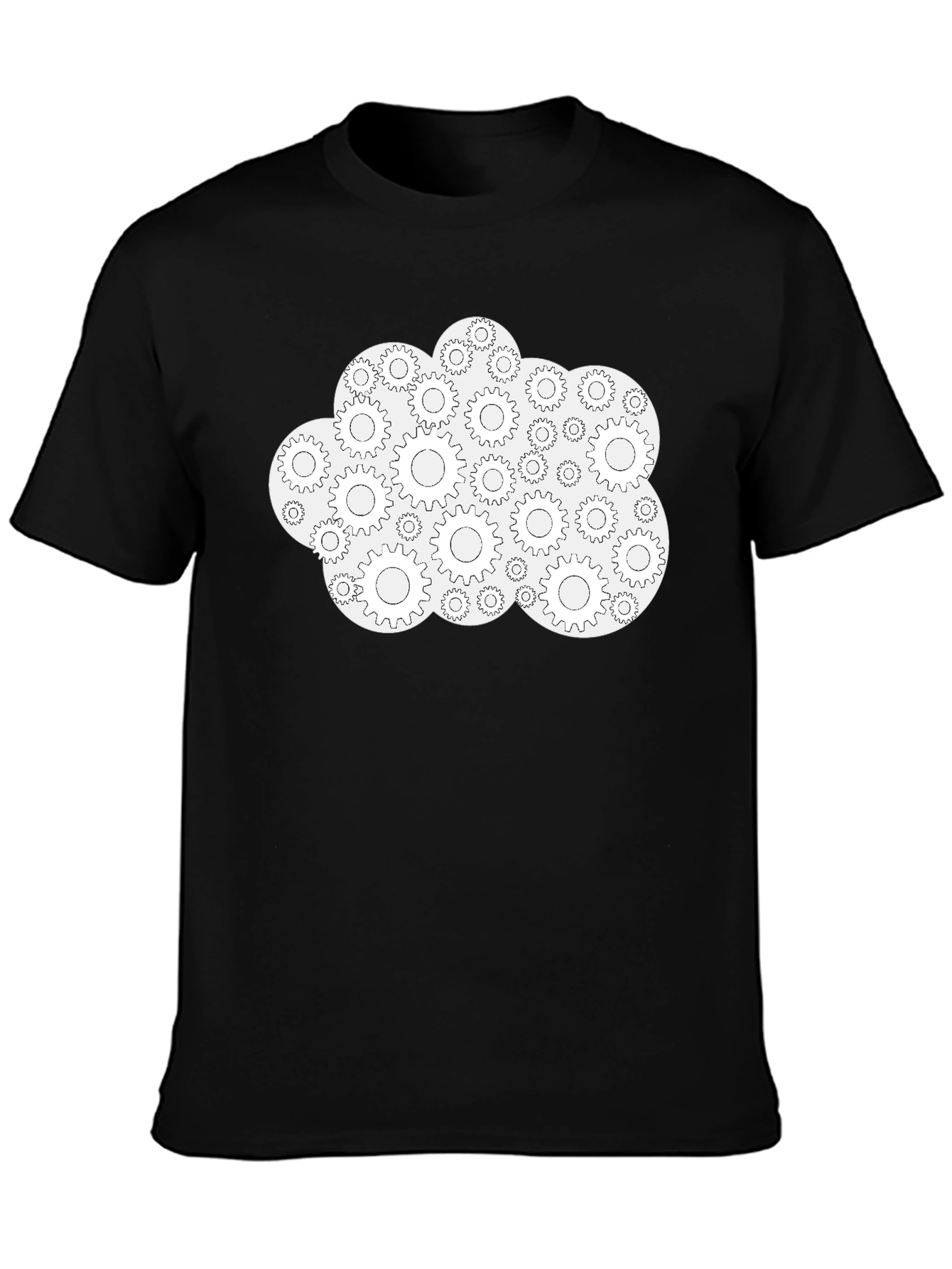 Black Gear Cloud Graphic Tee - Stylish Black Cotton T-Shirt view 3