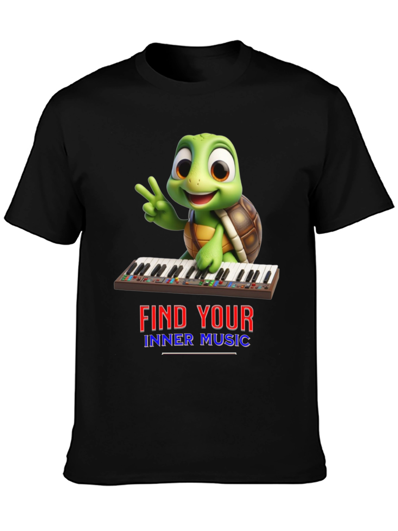 Black Turtle Find Your Inner Music Black T-Shirt view 3