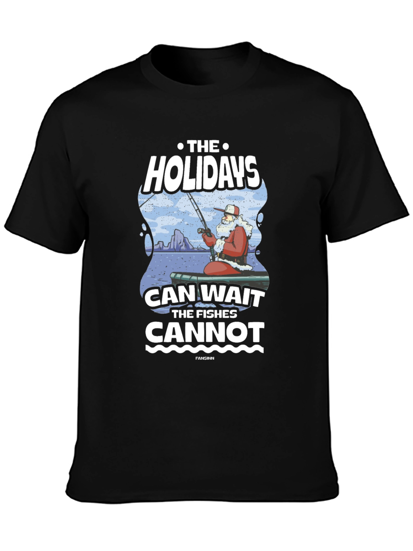 Black Holiday Fishing Graphic T-Shirt view 3
