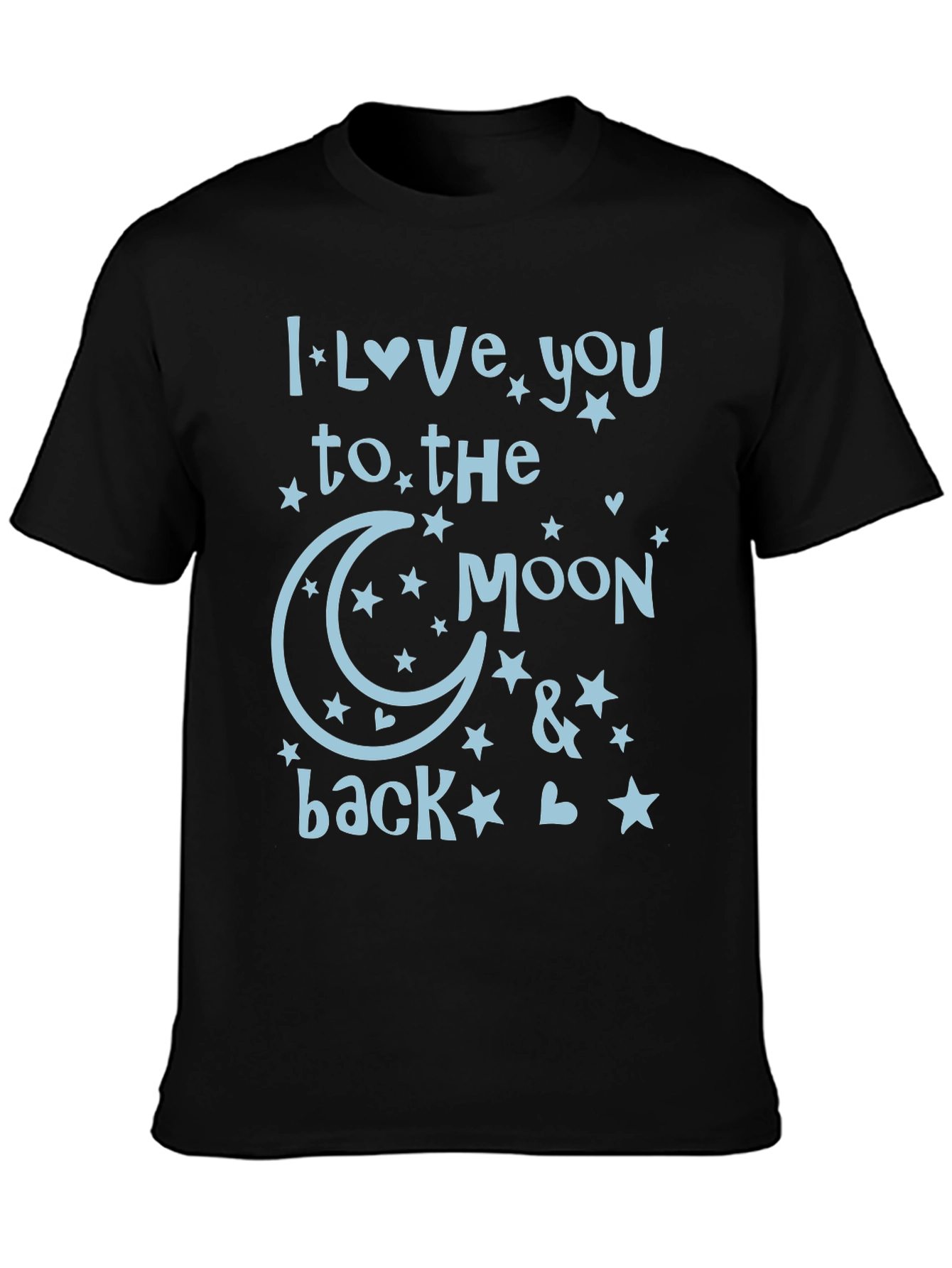 Black I Love You to The Moon and Back T-Shirt view 3