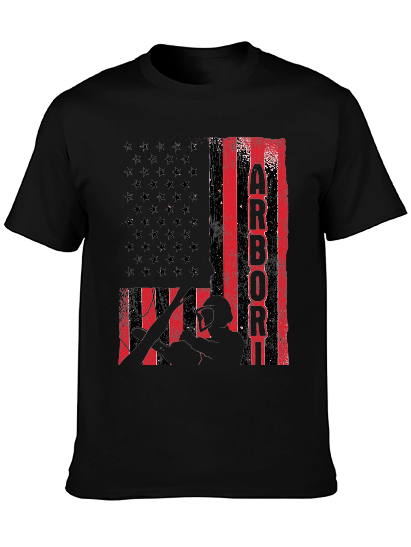 Black American Arborist Flag T-Shirt view 3