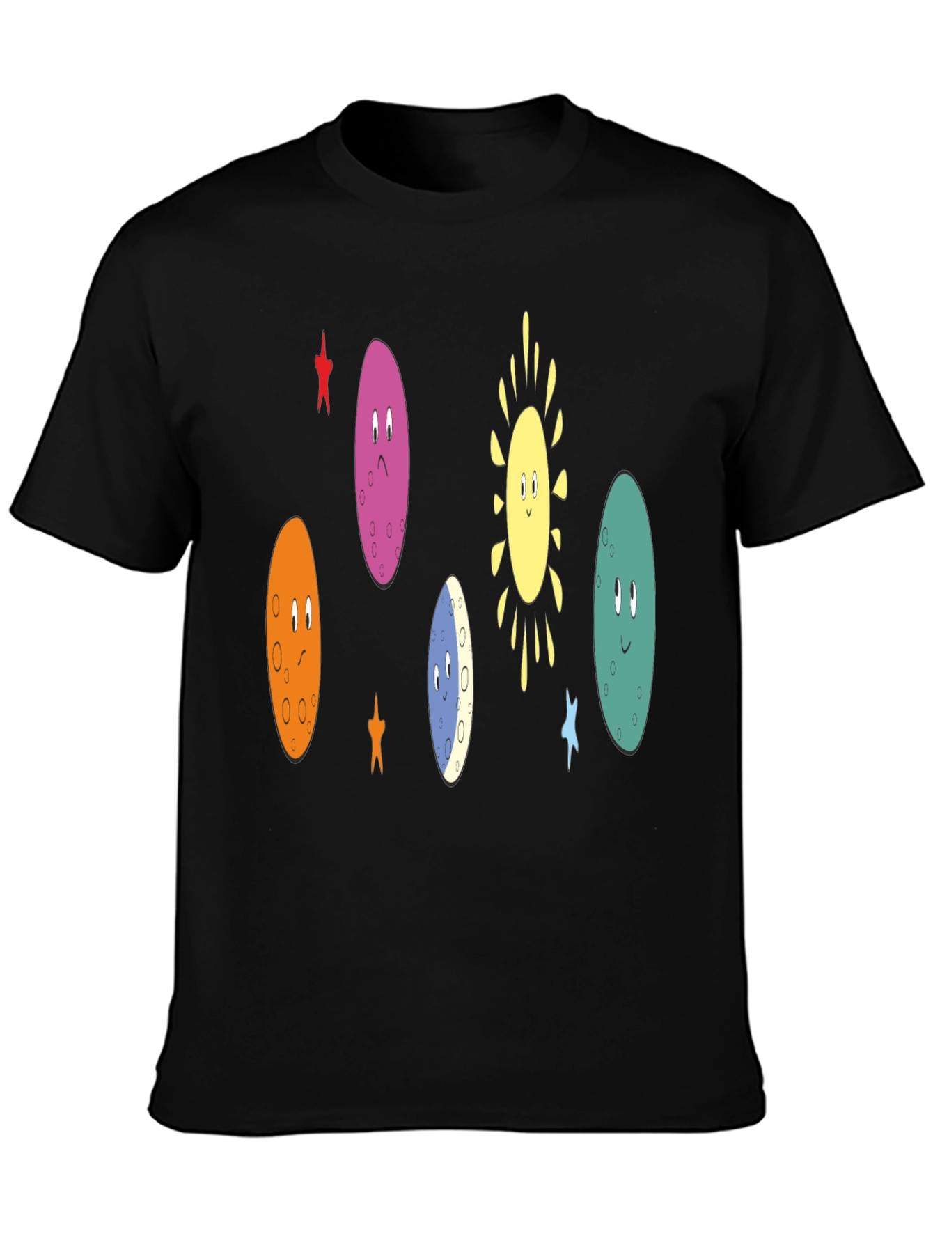 Black Cartoon Planet Crew Black T-Shirt view 3