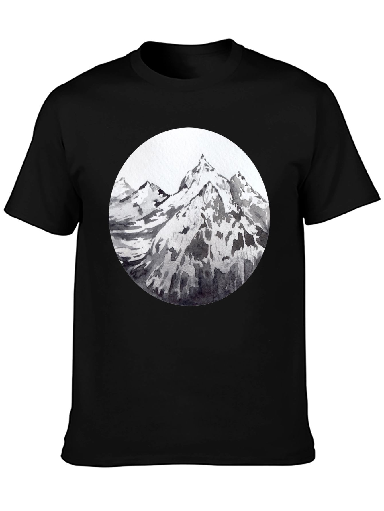 Black Mountain Peaks Graphic Tee - Black Cotton T-Shirt view 3