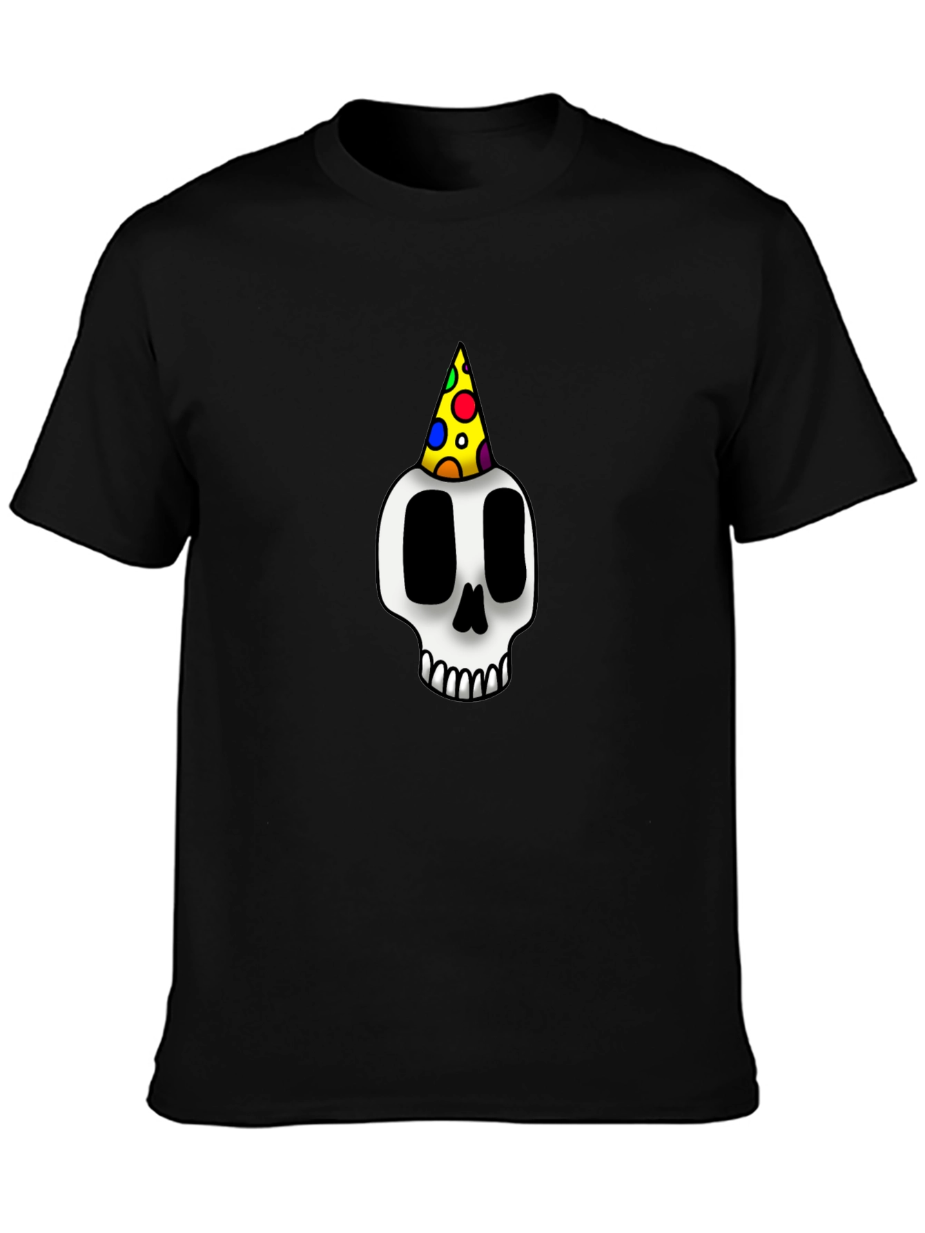 Black Party Skull Graphic Tee - Black T-Shirt view 3
