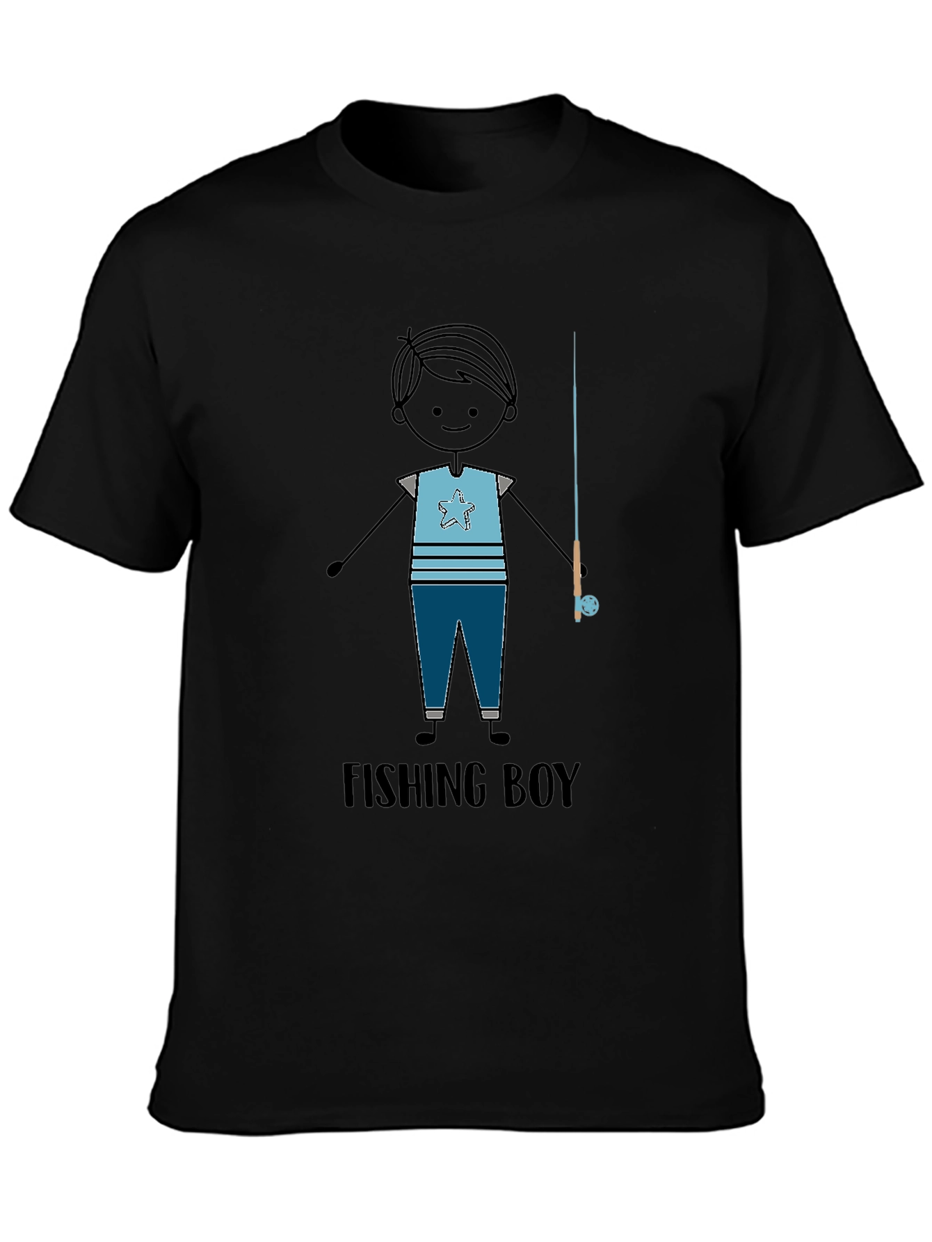 Black Fishing Boy Graphic Tee - Black T-Shirt view 3