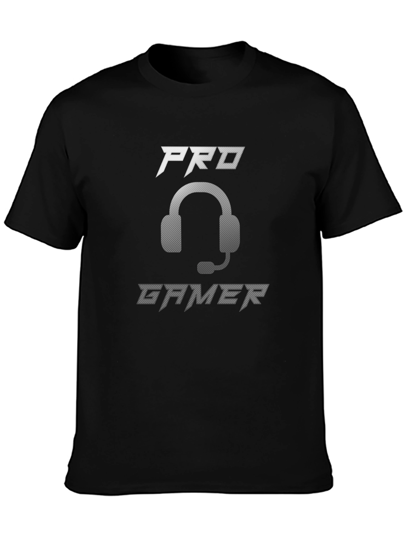 Black Pro Gamer Black T-Shirt with Headset Graphic view 3