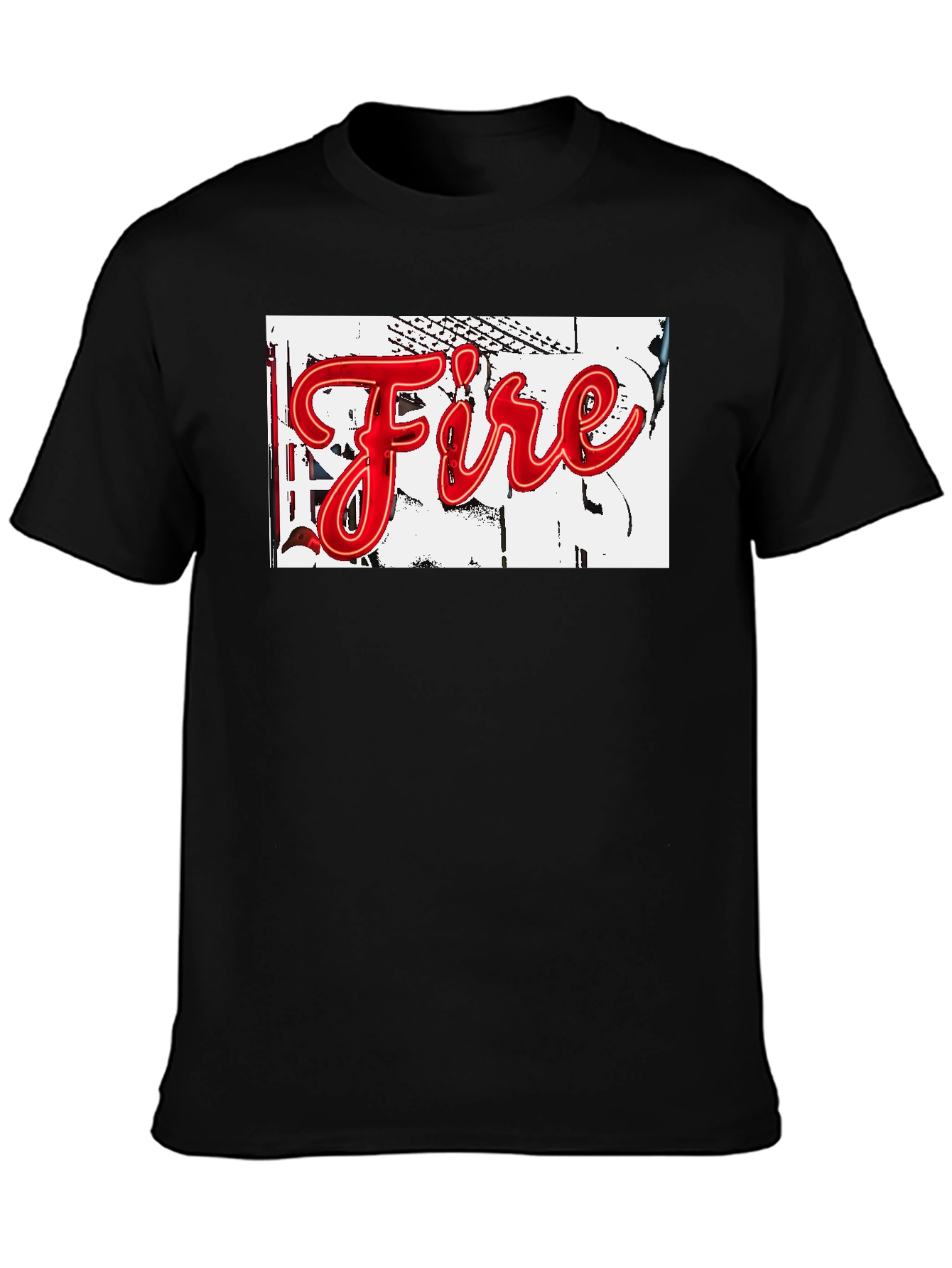 Black "Fire" Graphic Print Black T-Shirt view 3