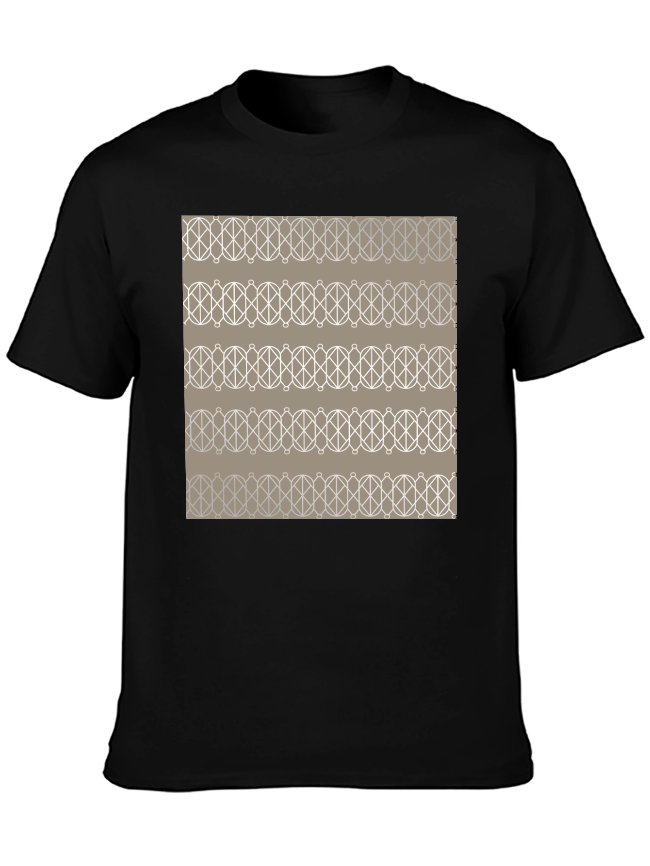 Black Geometric Pattern Graphic Tee - Stylish Men's Black T-Shirt view 3