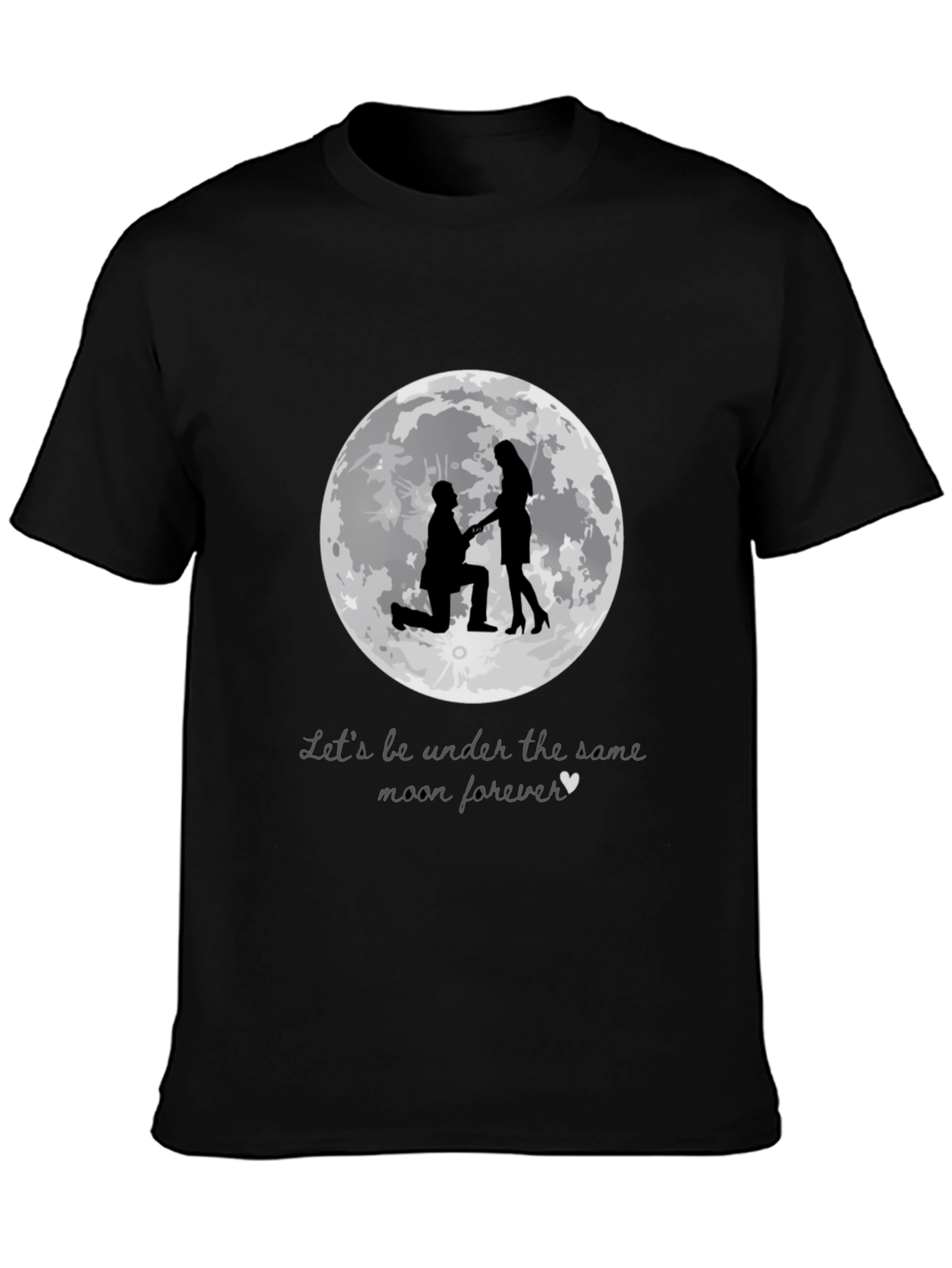 Black Romantic Moon Proposal T-Shirt view 3