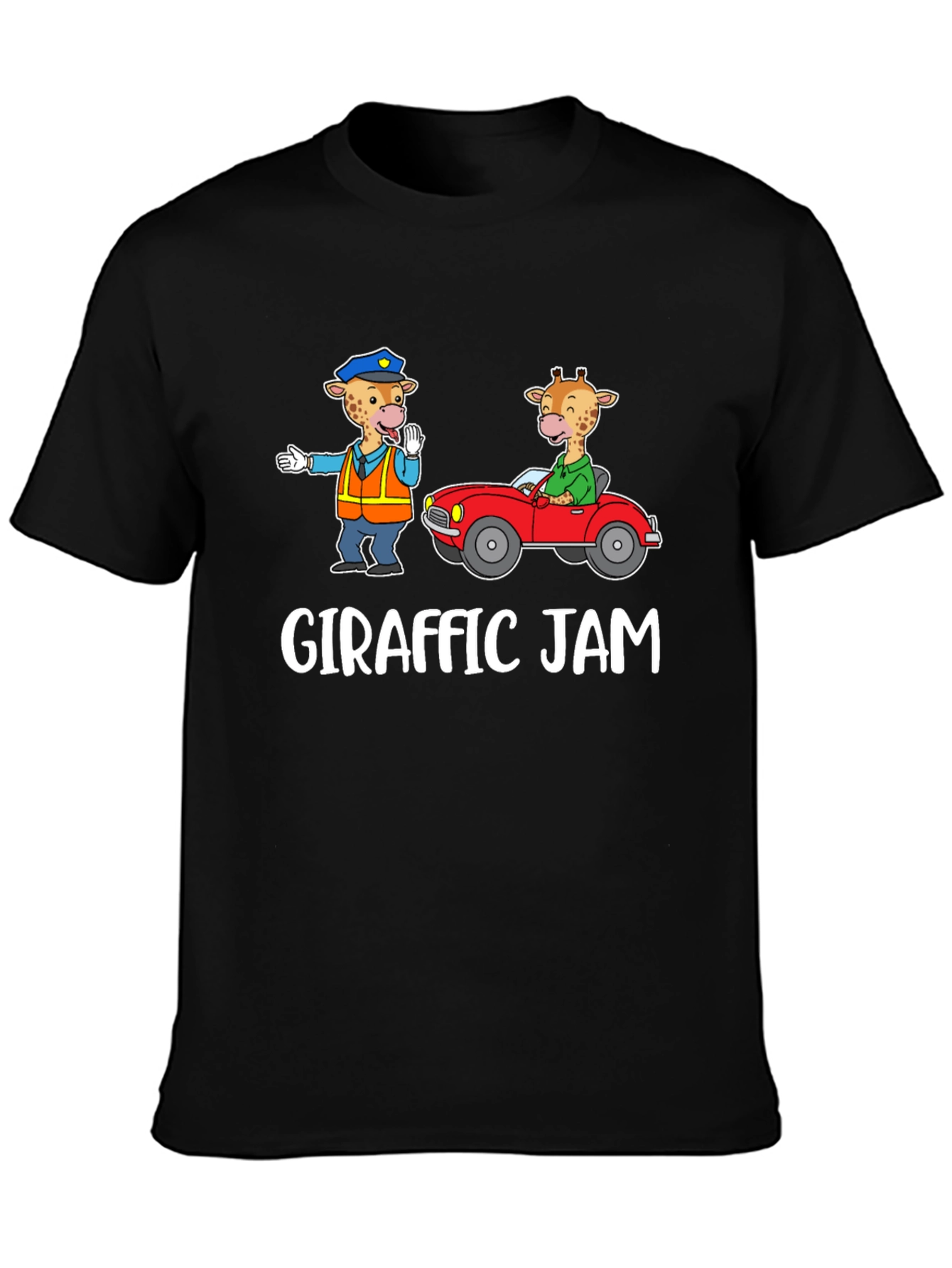 Black Giraffe Traffic Jam Graphic T-Shirt view 3