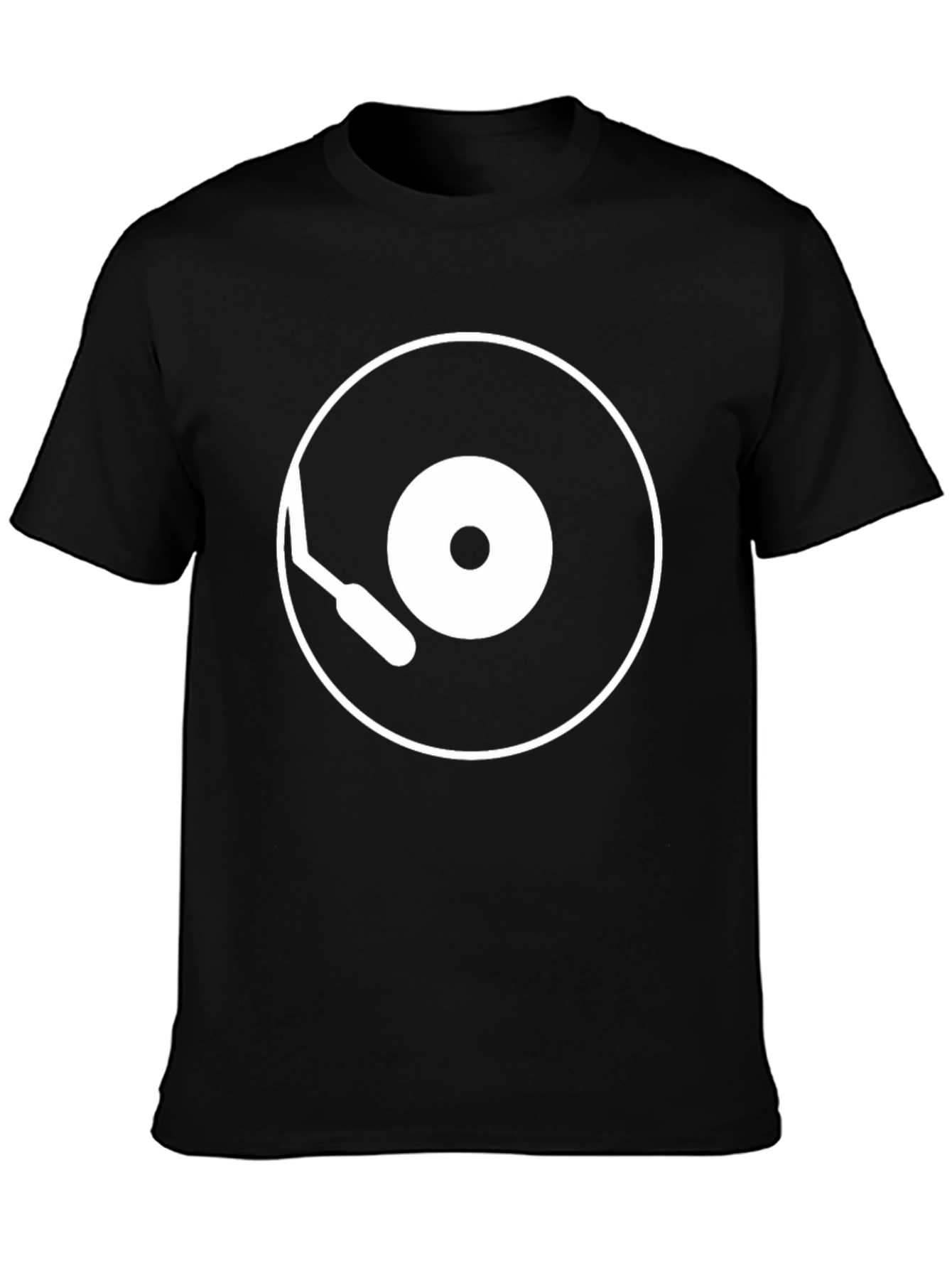 Black Retro Vinyl Record Player Black T-Shirt view 3