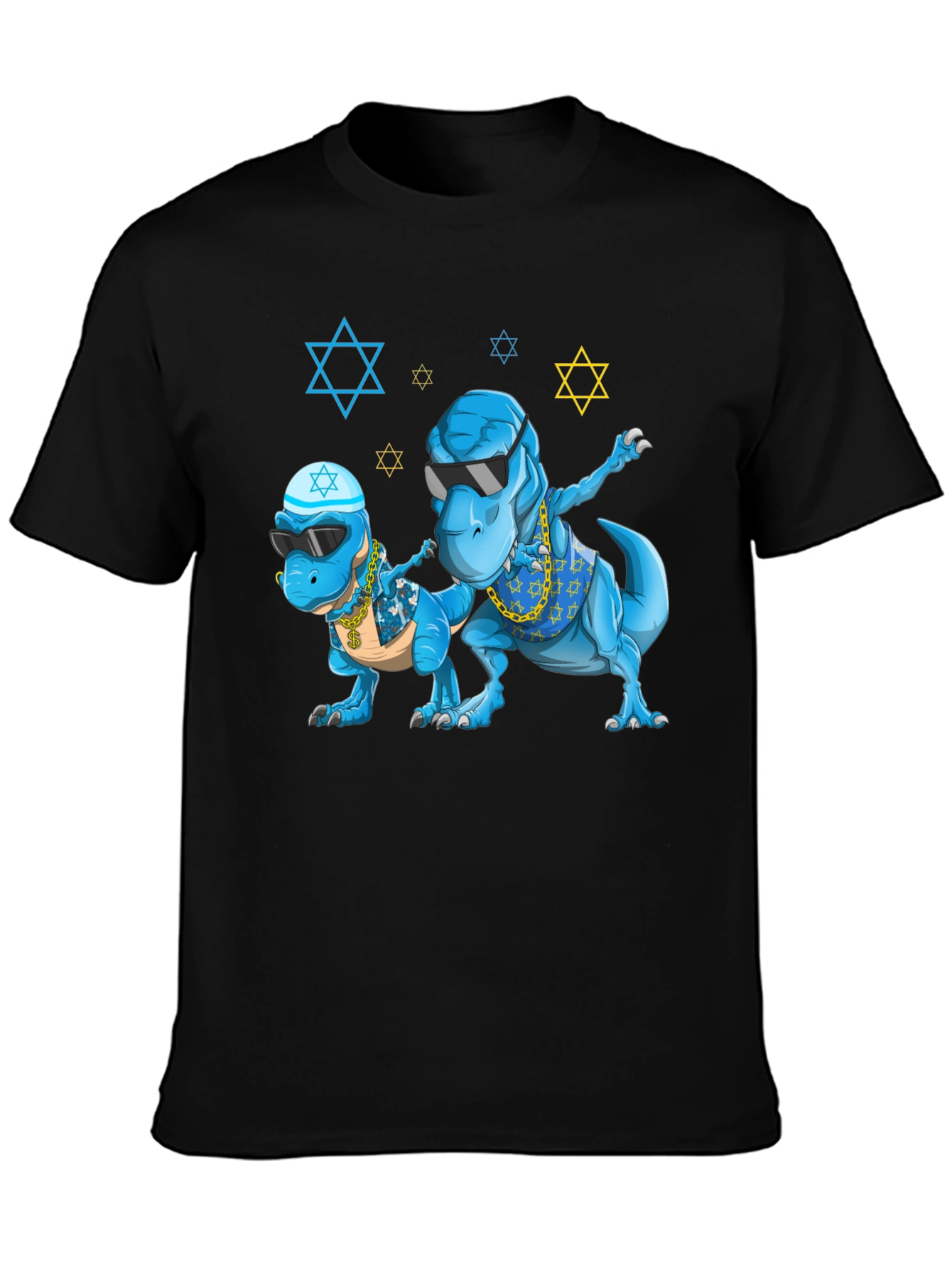 Black Dinosaur Graphic Tee - Fun Jewish T-Rex Design view 3