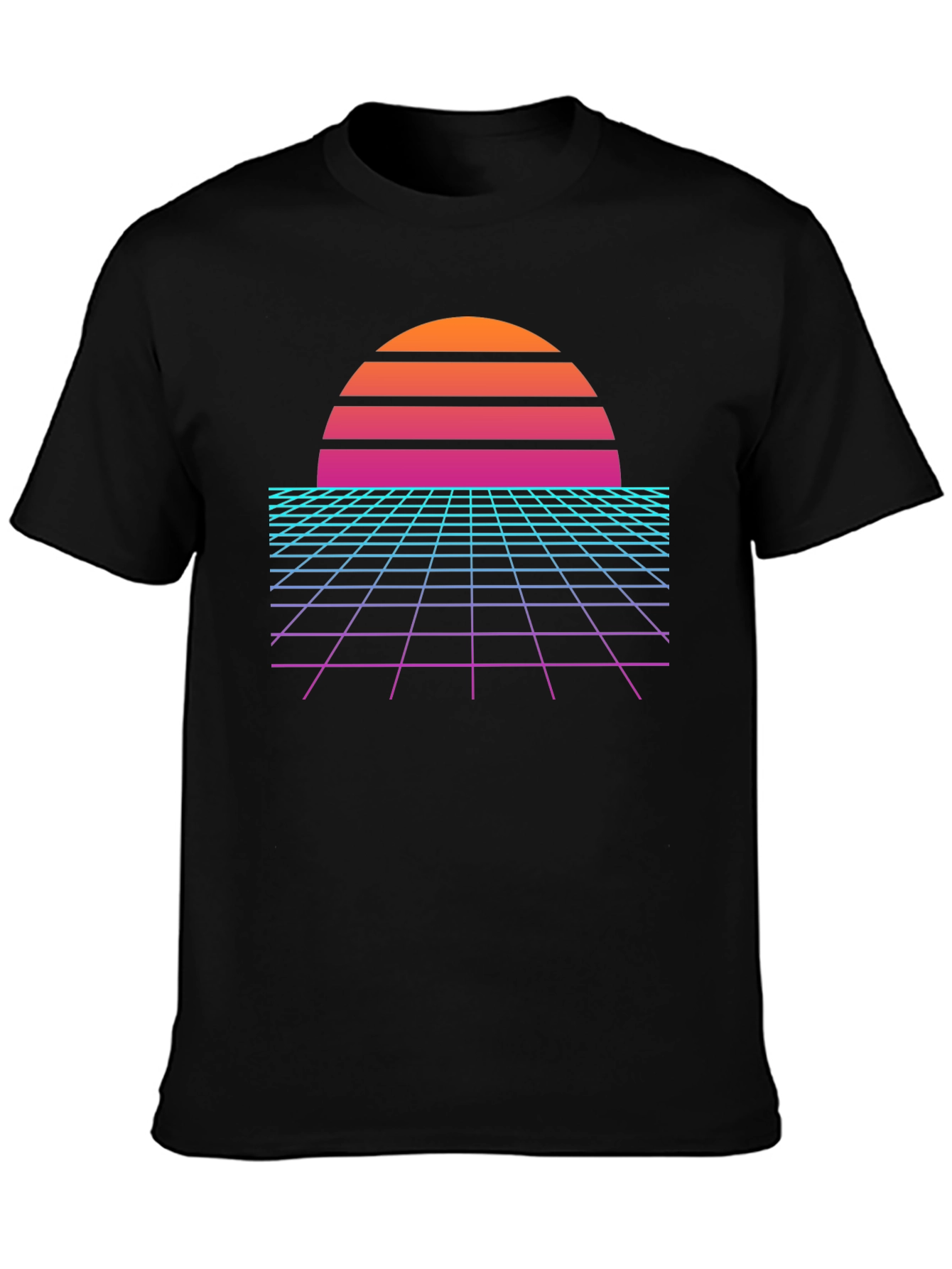 Black Retro Wave Sunset Graphic Tee - Black view 3
