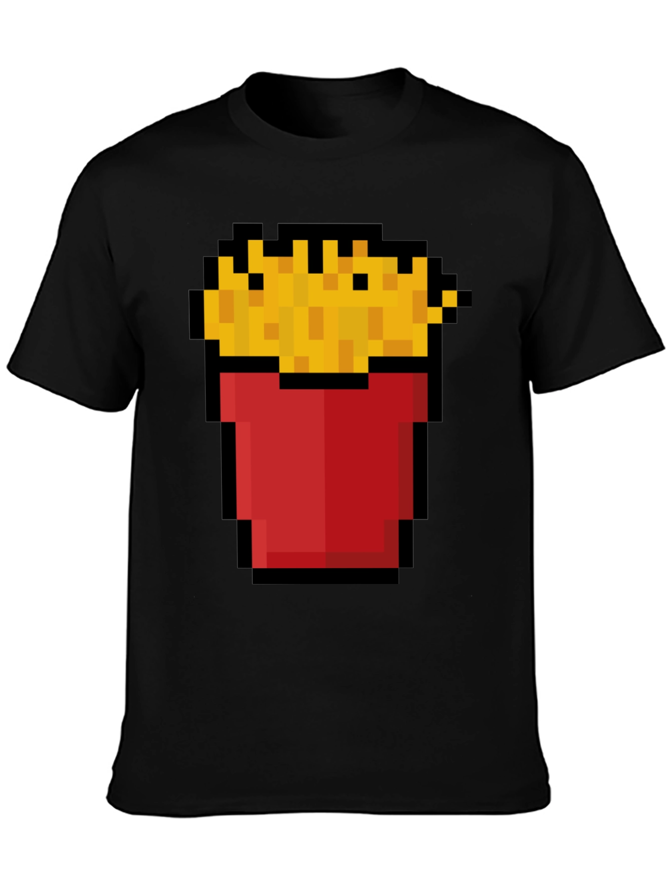 Black Pixel Fries Graphic Tee - Retro Gaming Style view 3
