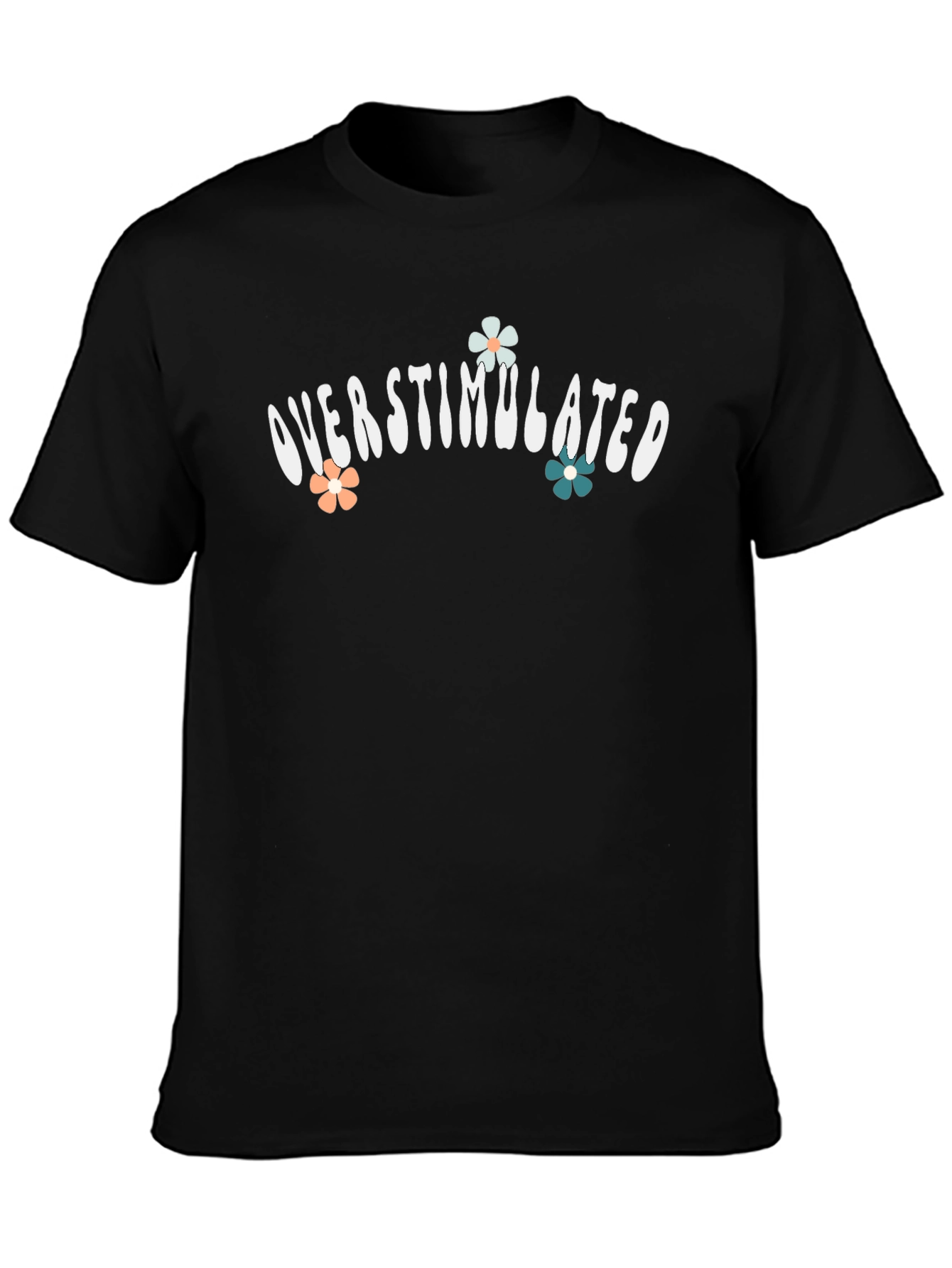 Black Overstimulated Graphic Tee - Unisex Black Cotton T-Shirt view 3