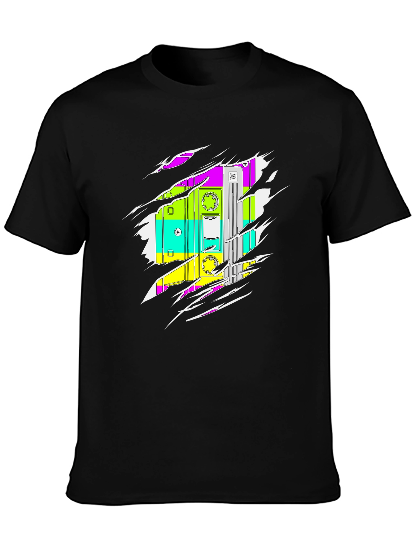 Black Retro Cassette Tape Graphic Tee - Black view 3