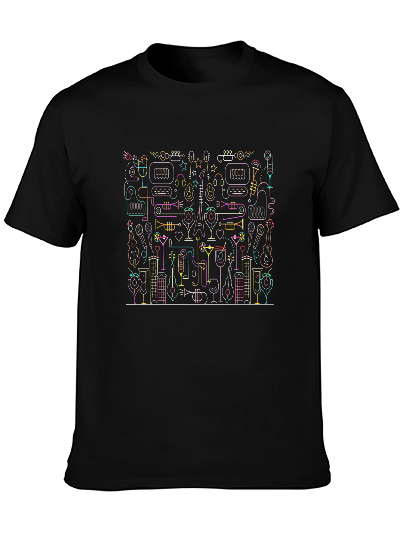 Black Music Lover's Graphic Print T-Shirt view 3
