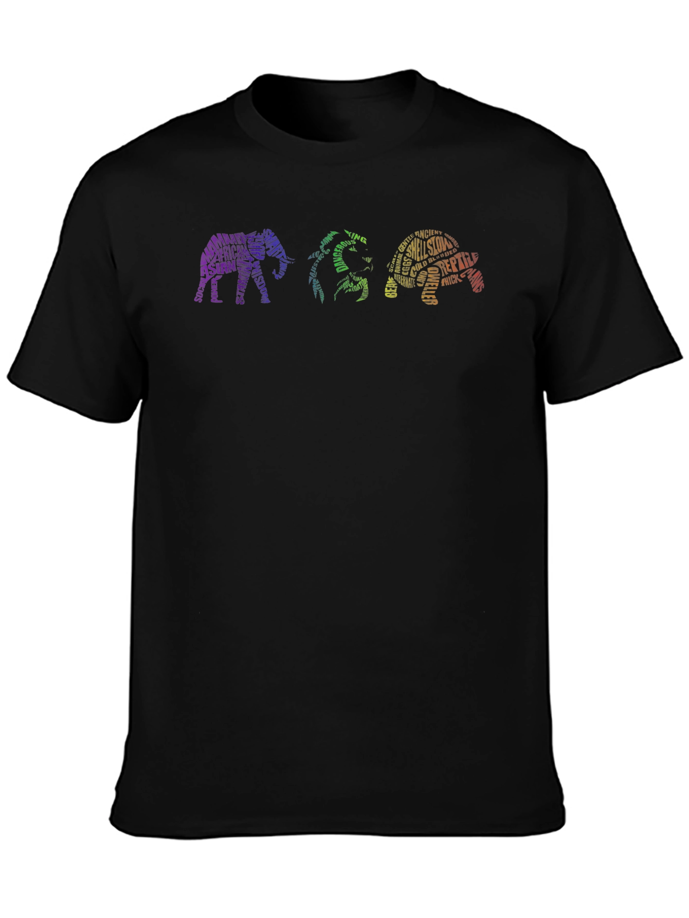 Black Animal Word Art Graphic T-Shirt view 3