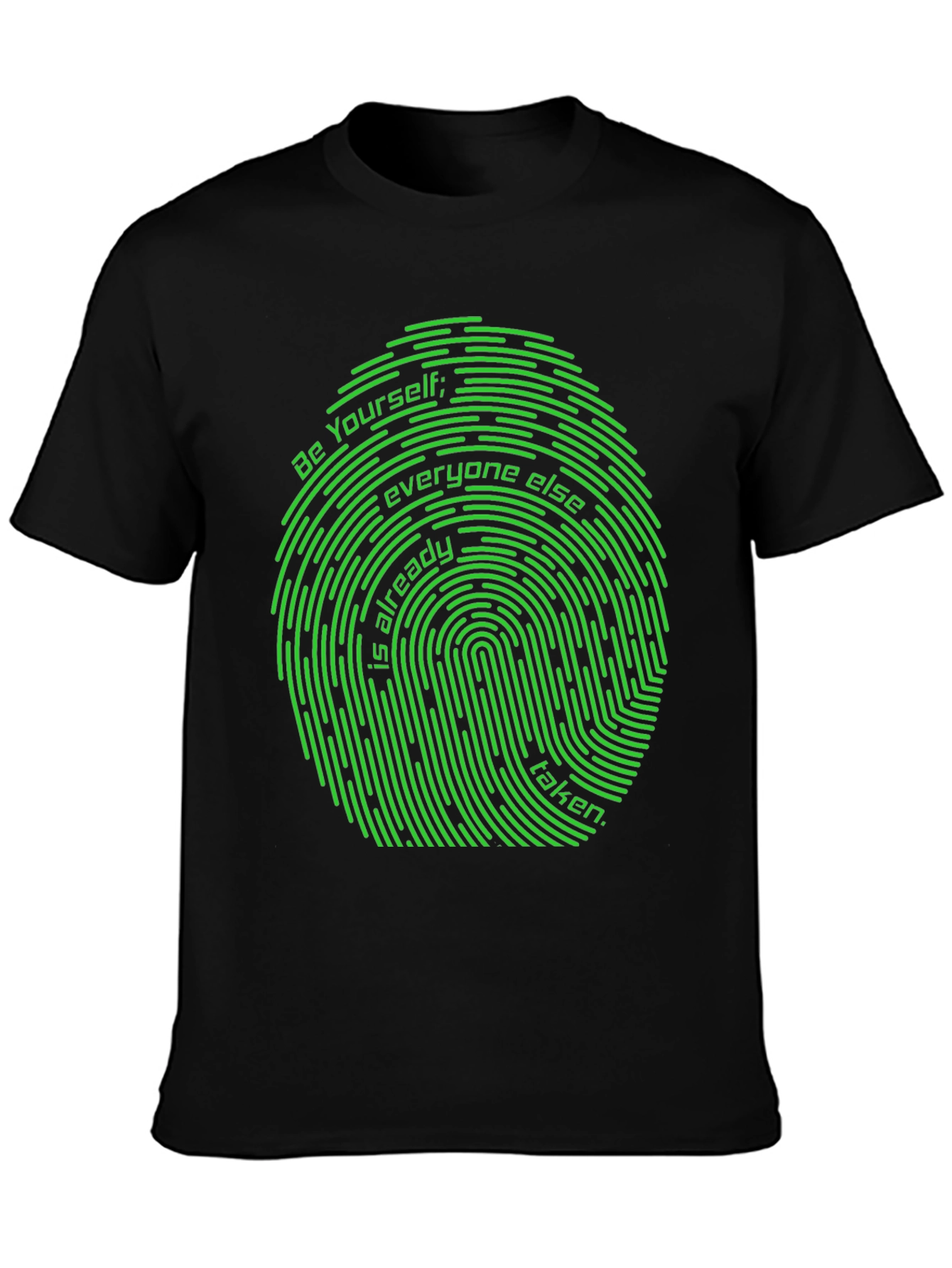 Black Be Yourself Fingerprint Graphic Tee - Unique Design view 3