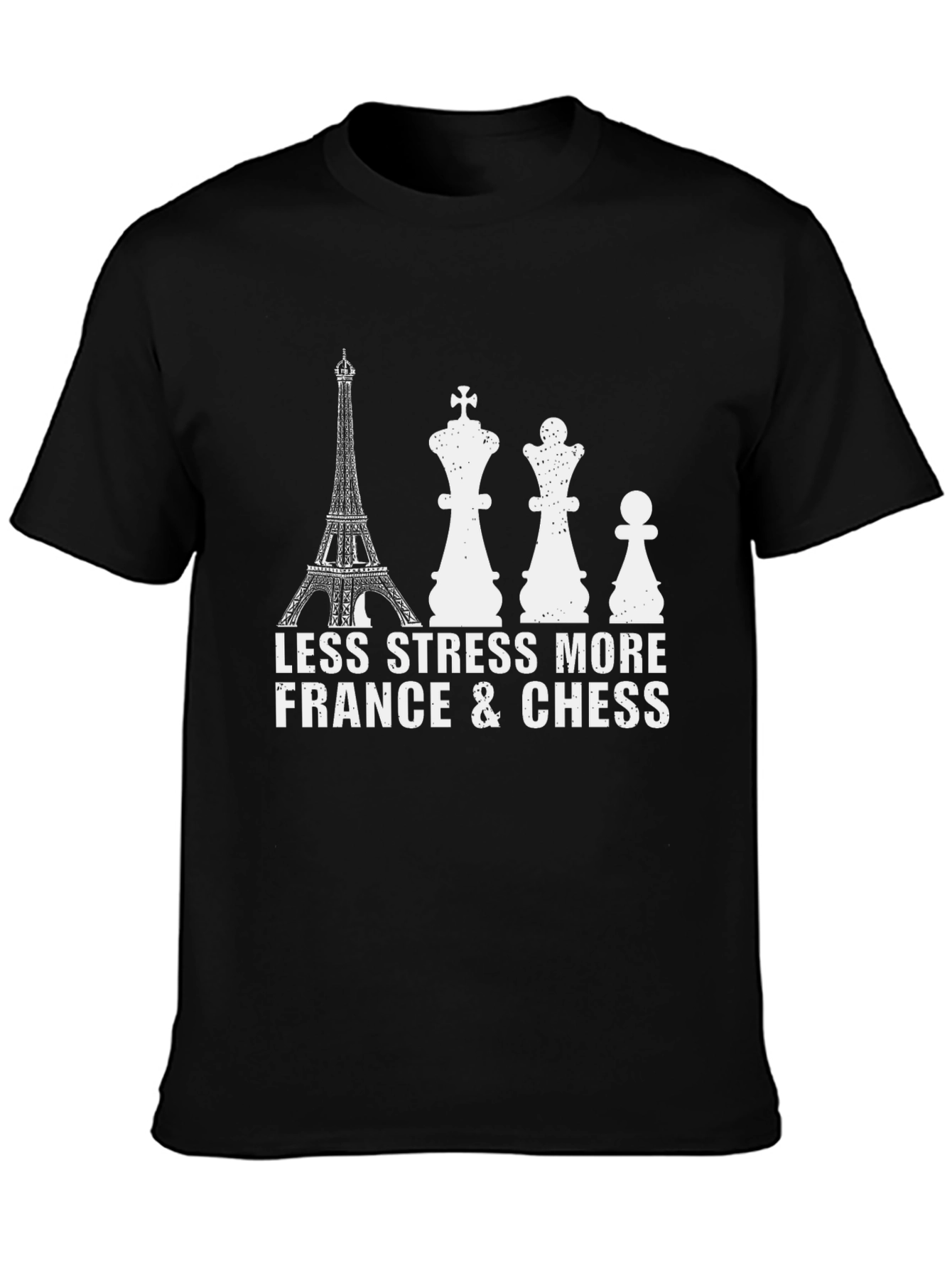 Black France & Chess Graphic T-Shirt - Less Stress More Life view 3