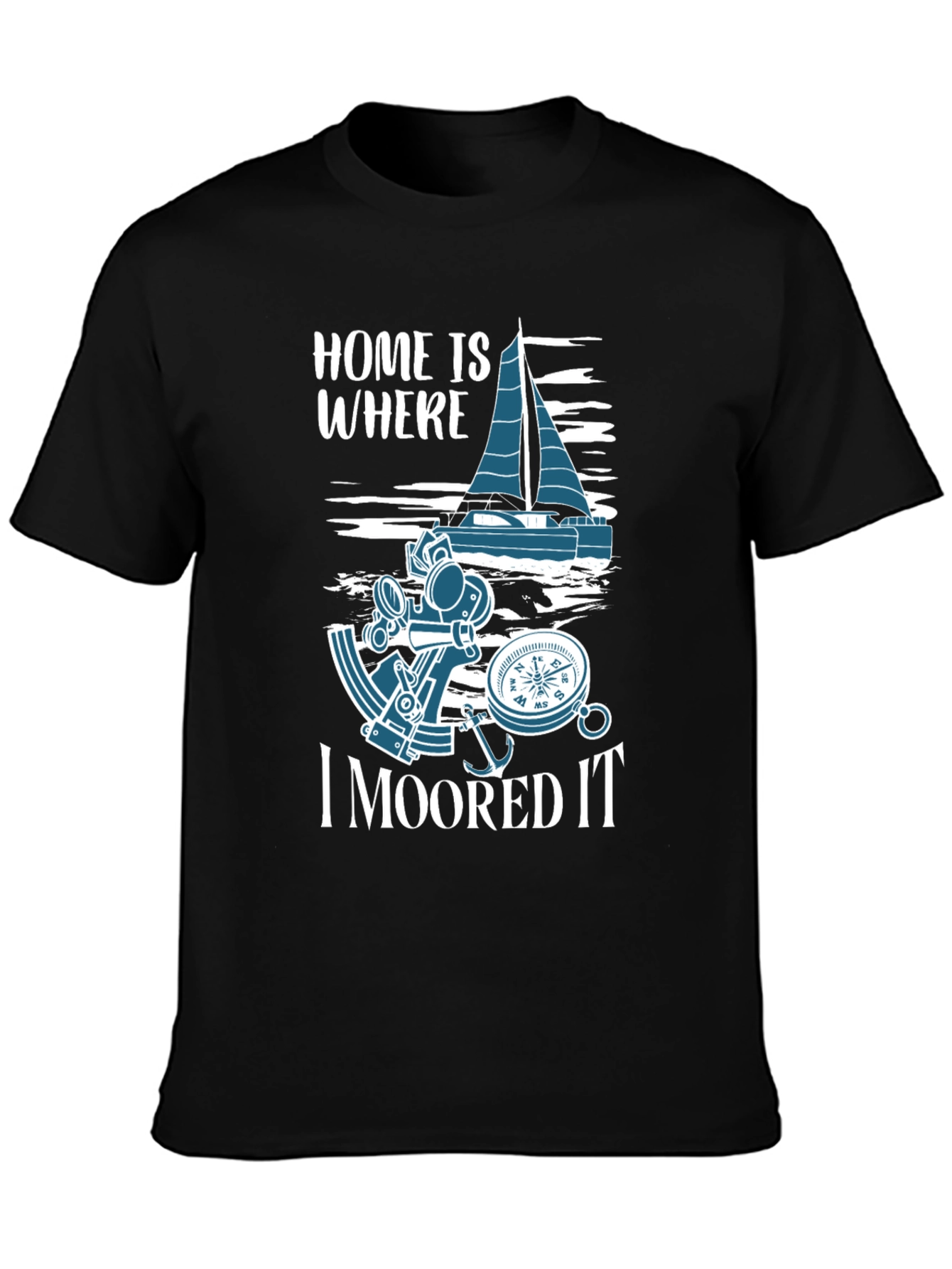 Black Home is Where I Moored It - Nautical T-Shirt view 3