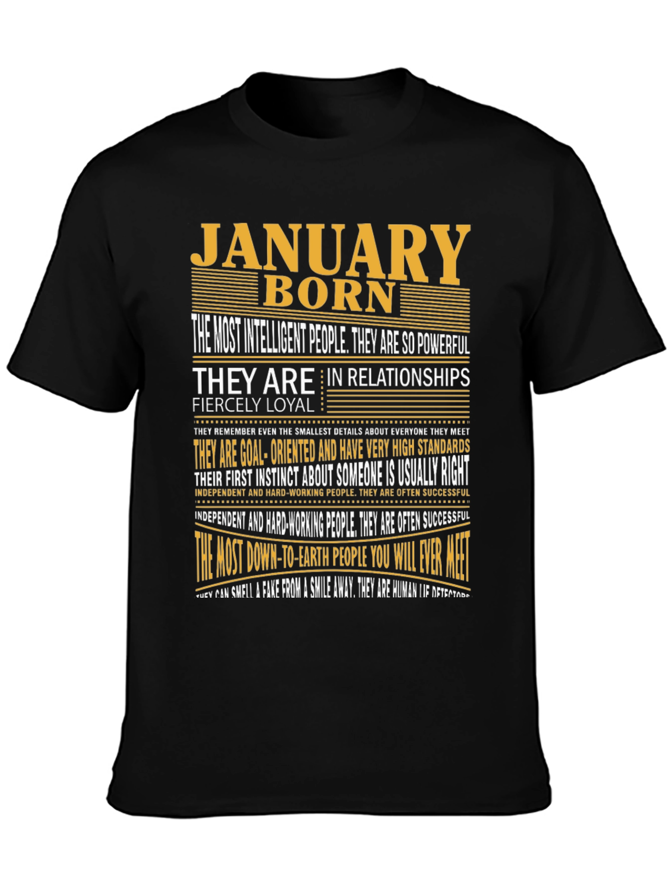Black January Born Graphic Tee - Intelligent & Loyal view 3