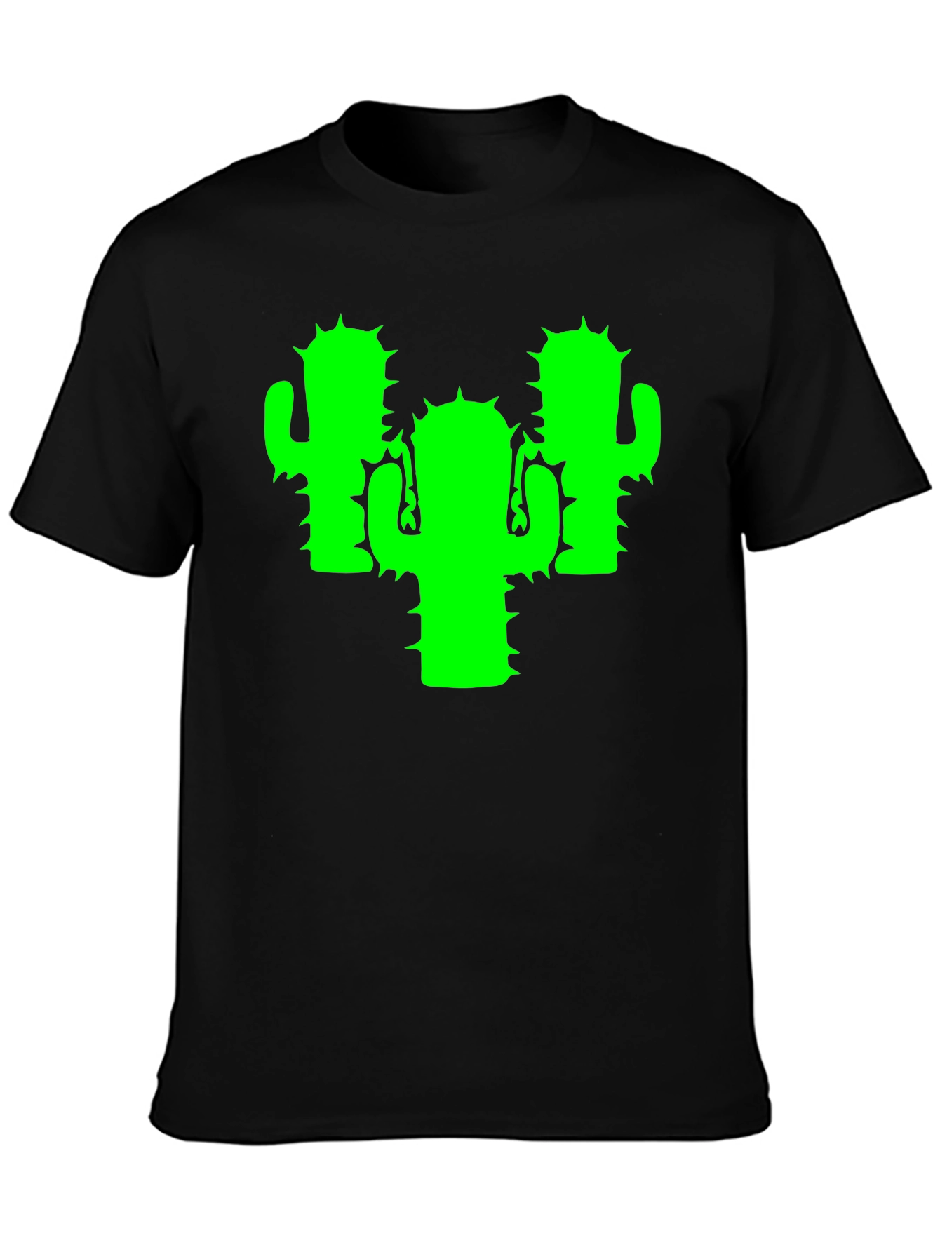 Black Cactus Graphic Tee - Black Cotton T-Shirt view 3
