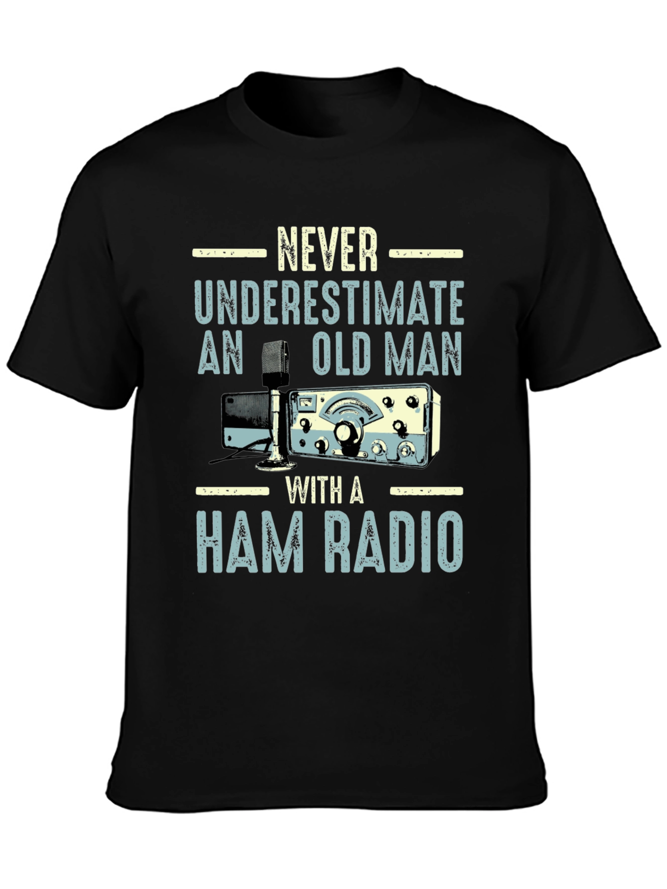 Black Ham Radio Old Man T-Shirt view 3