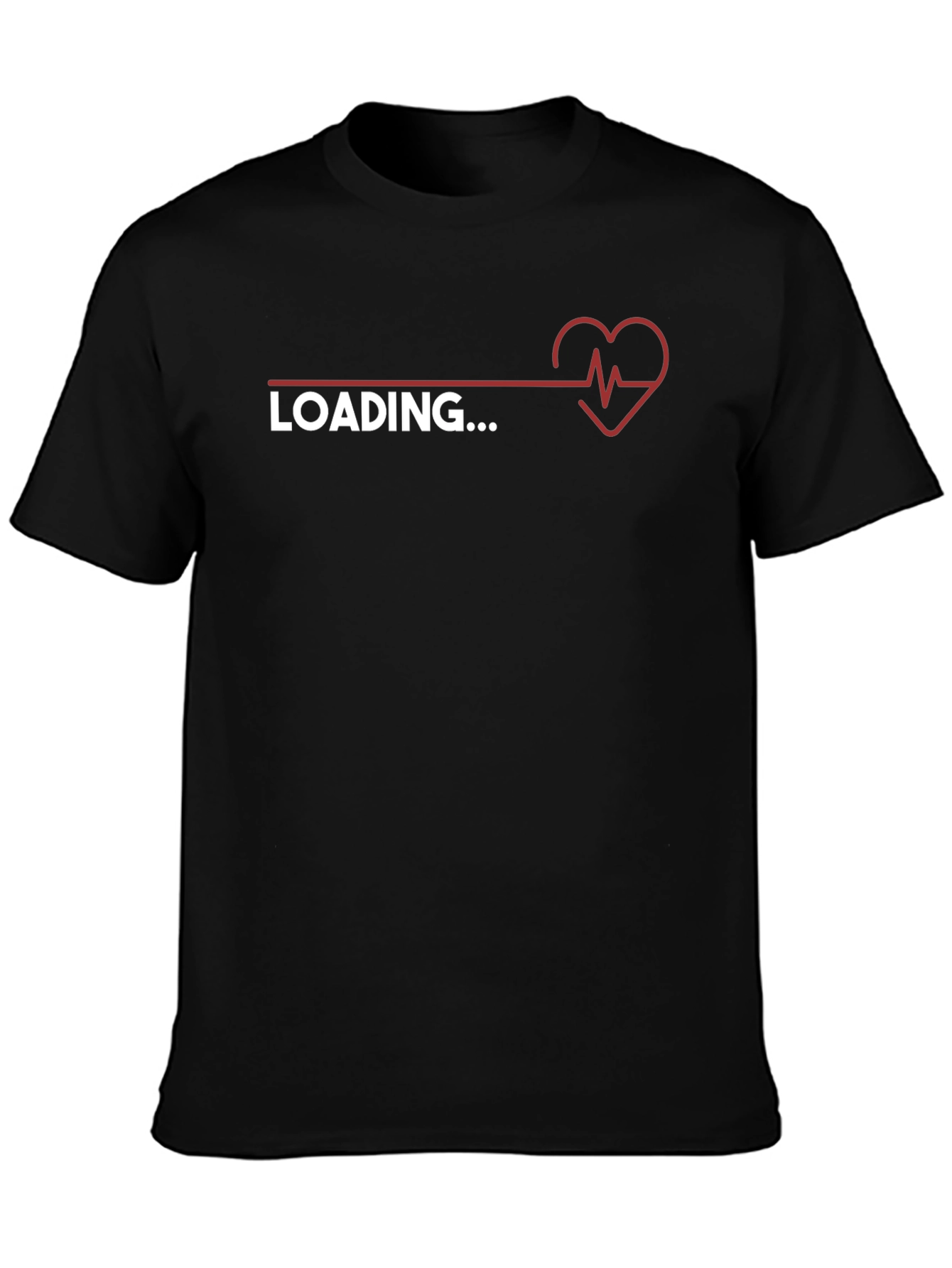 Black Loading Heartbeat Graphic Tee - Trendy Novelty Shirt view 3
