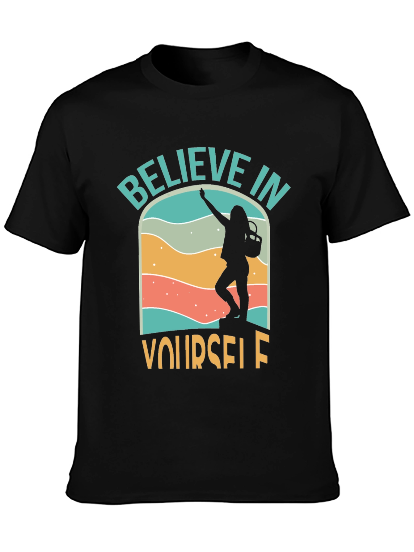 Black Believe in Yourself Graphic Tee - Adventure T-Shirt view 3